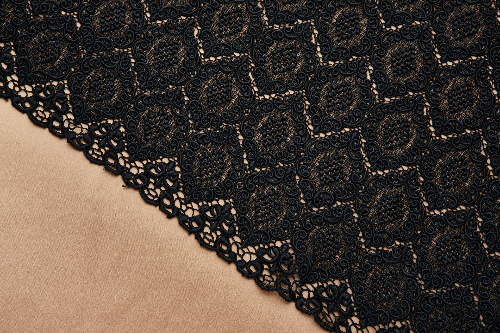 Ornamental Trapezoid Dense Guipure in Black fabric, image 6 of 10