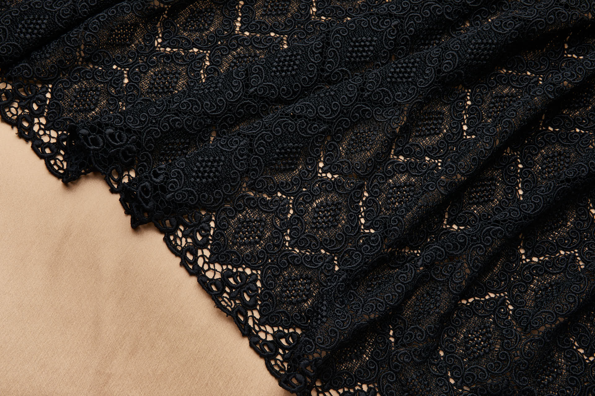 Ornamental Trapezoid Dense Guipure in Black fabric, image 2 of 10