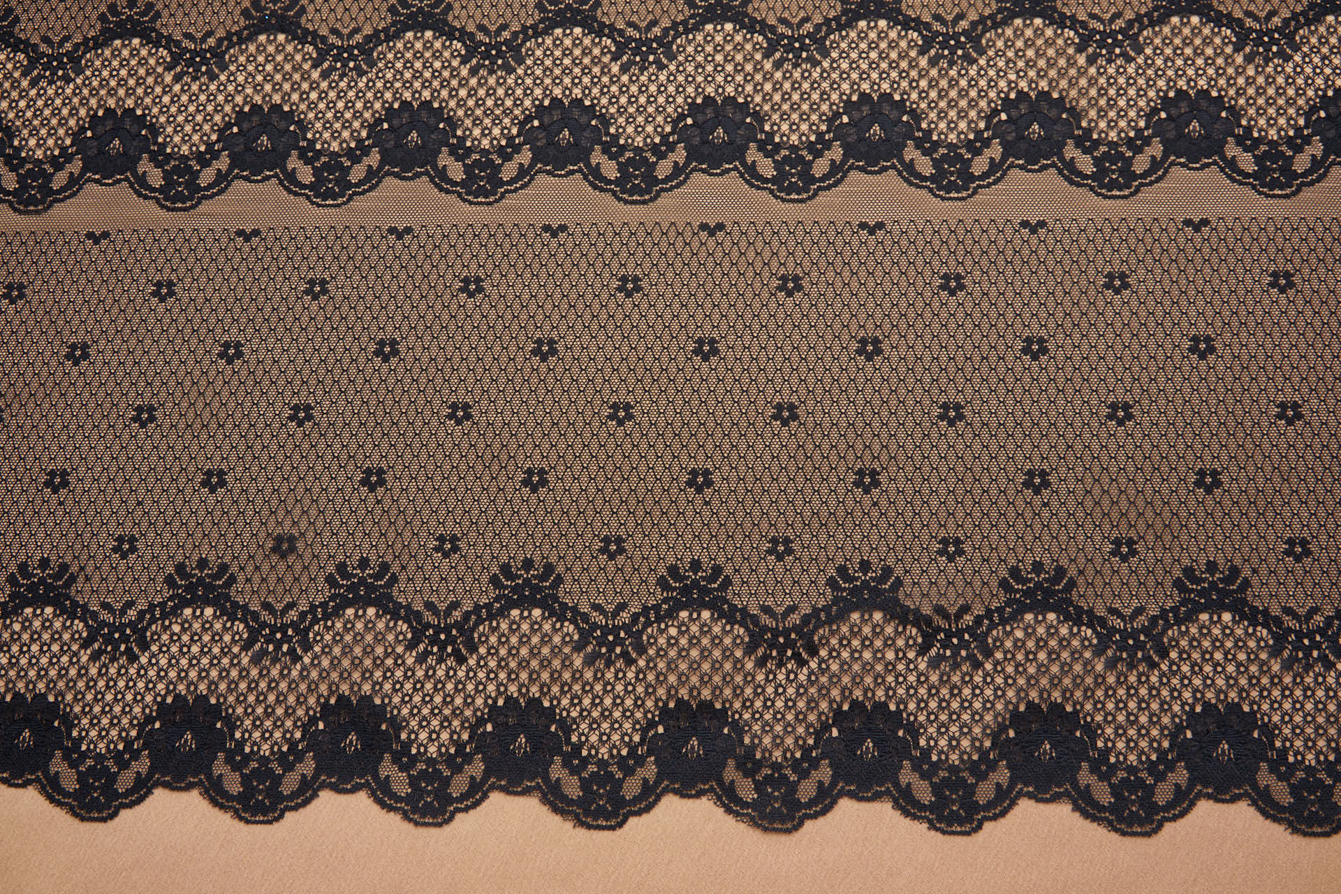 Lace Border / Stripe in Black fabric, image 2 of 11