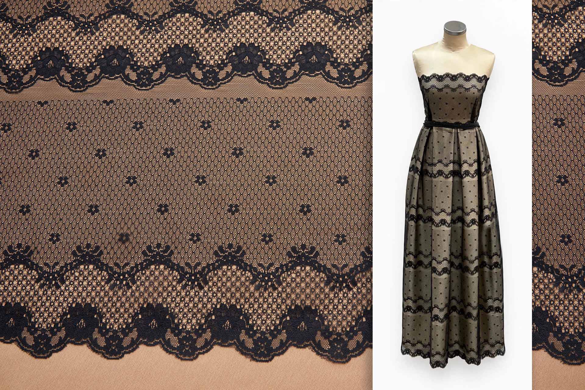 Lace Border / Stripe in Black fabric