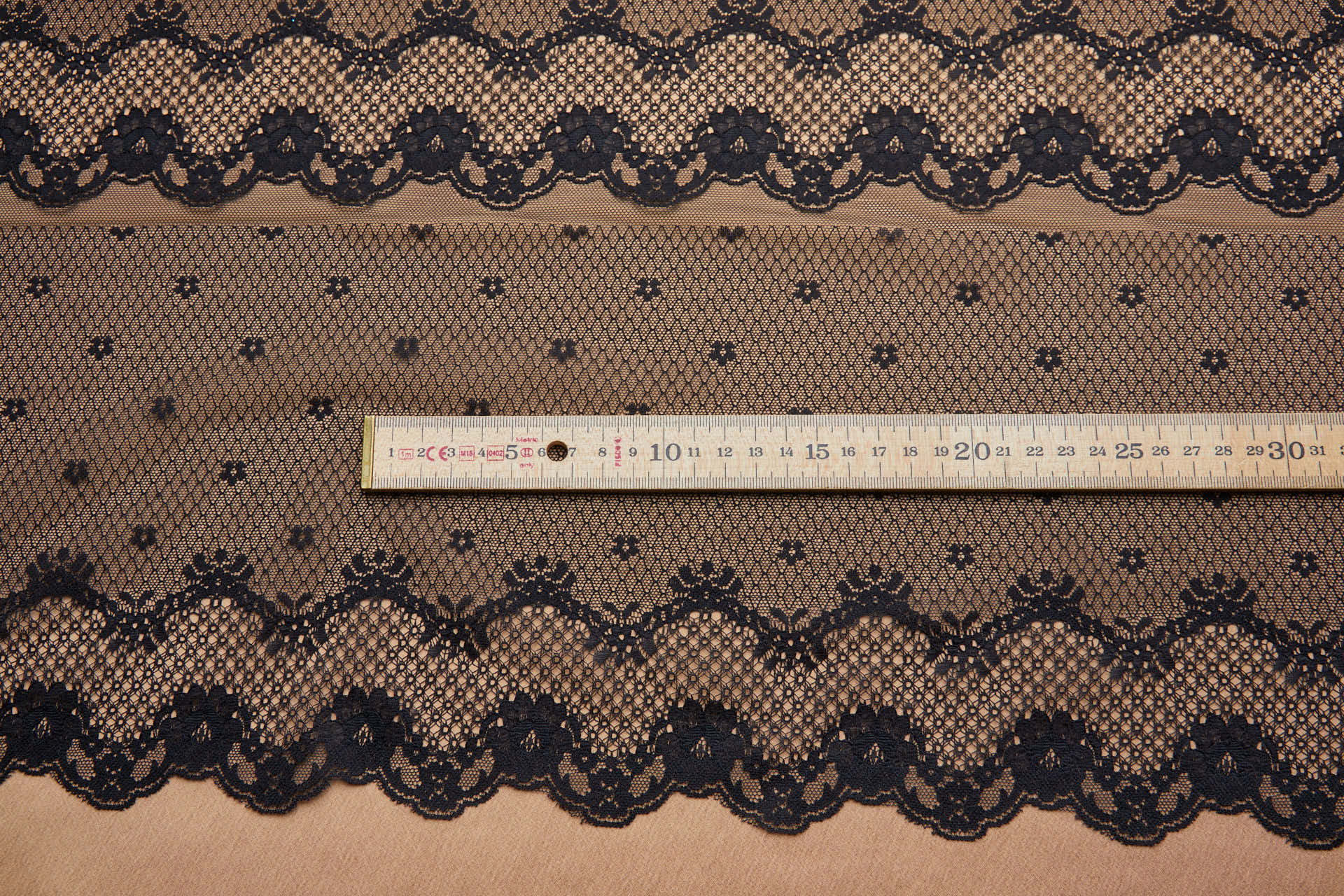 Lace Border / Stripe in Black fabric, image 3 of 11