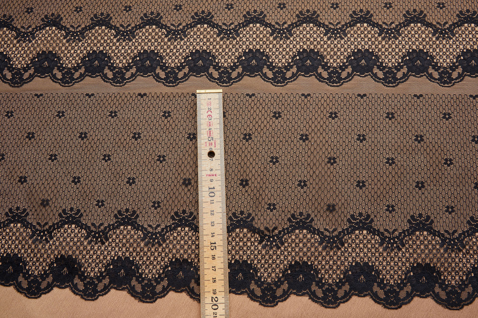 Lace Border / Stripe in Black fabric, image 6 of 11