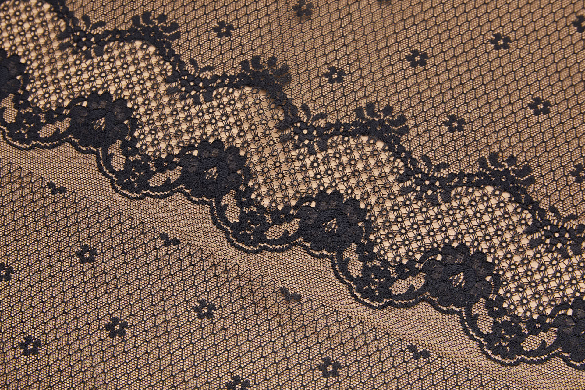 Lace Border / Stripe in Black fabric, image 9 of 11