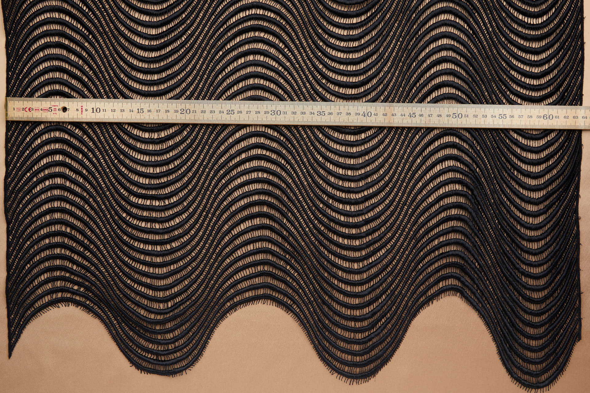 French Custom Made Wavy Guipure Lace in Black - 90cm fabric, image 8 of 9