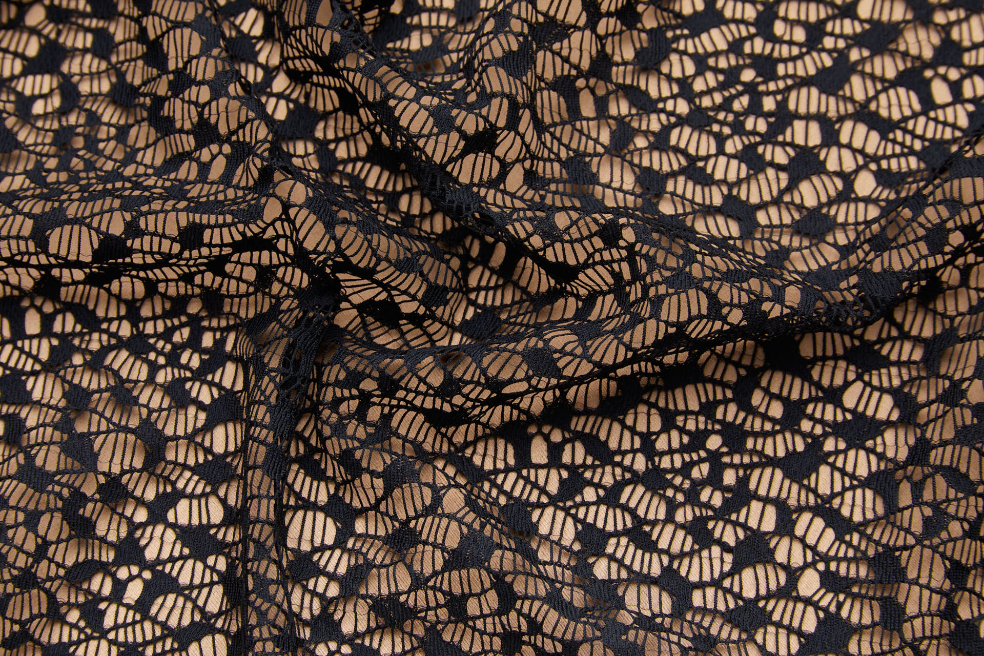 Small Organic Pattern Lace Like Fabric in Black, image 2 of 8