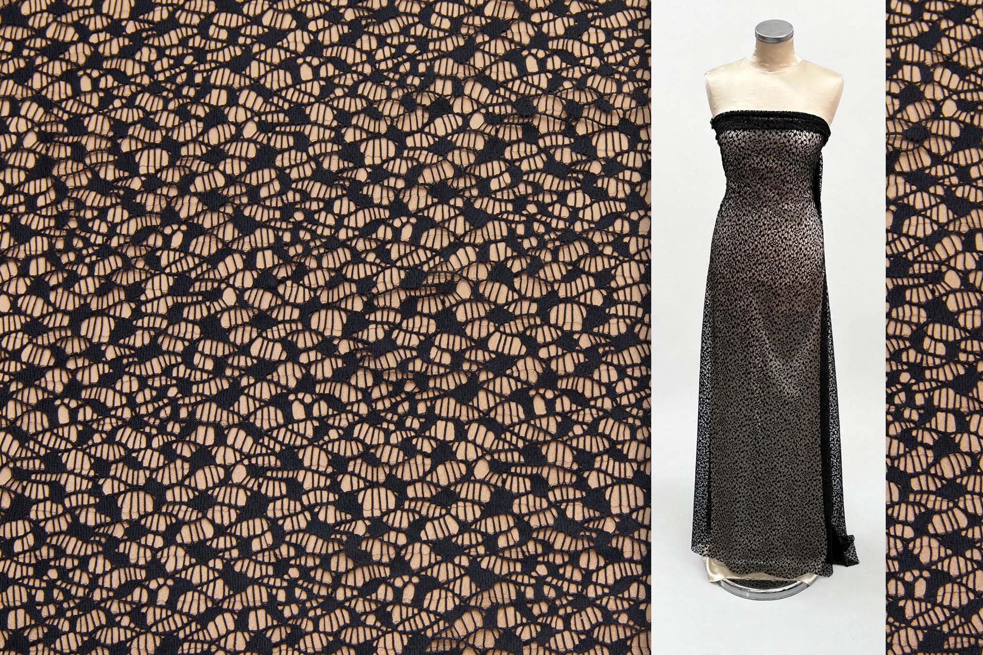 Small Organic Pattern Lace Like Fabric in Black