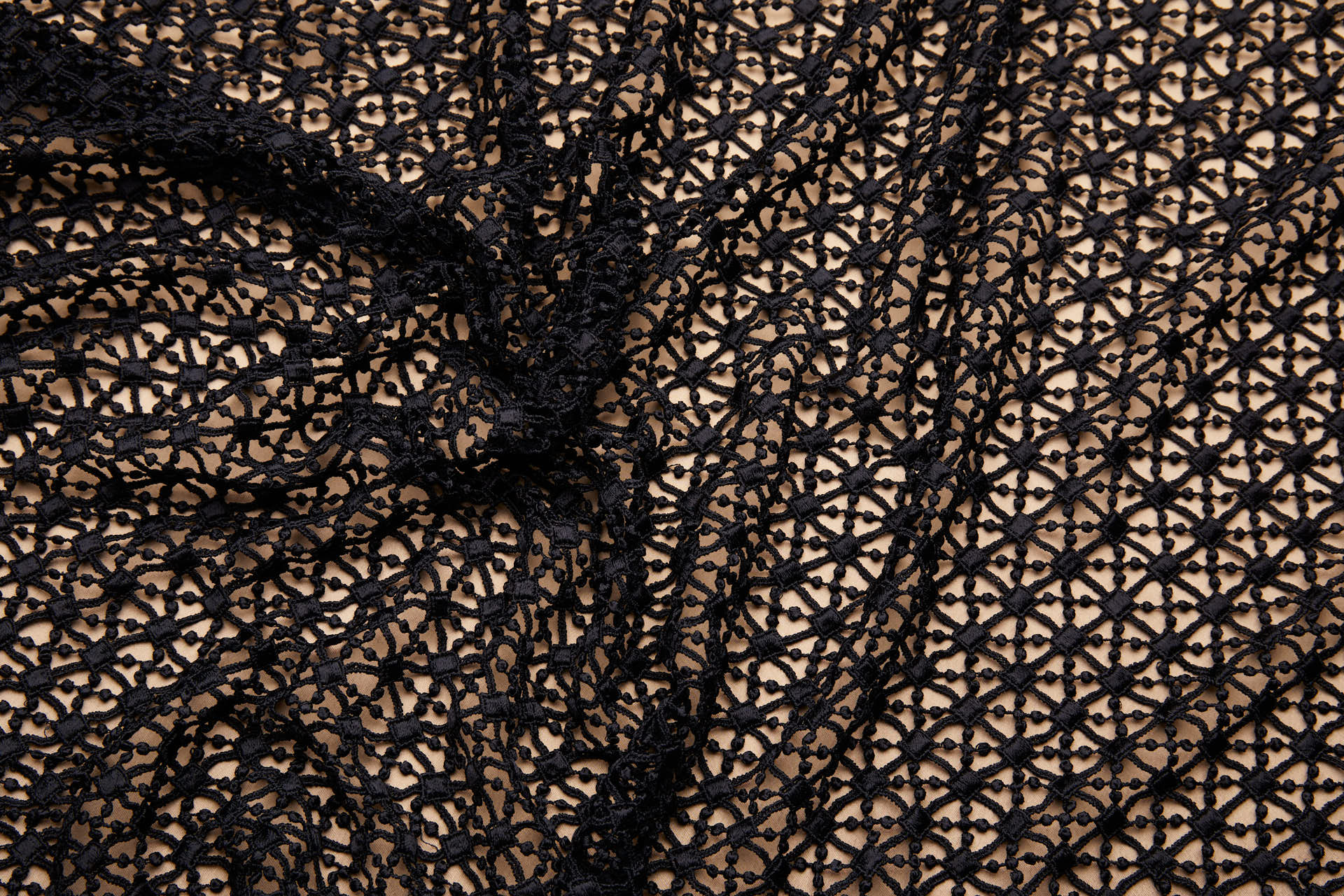 Geometric Trellis Guipure Lace in Black fabric, image 4 of 10