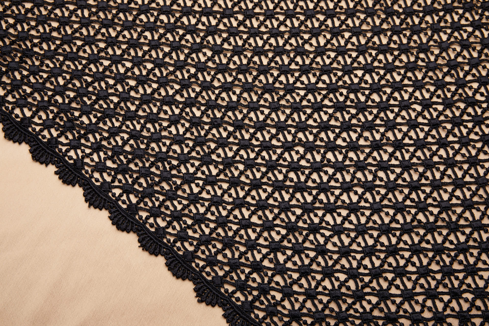 Geometric Trellis Guipure Lace in Black fabric, image 6 of 10