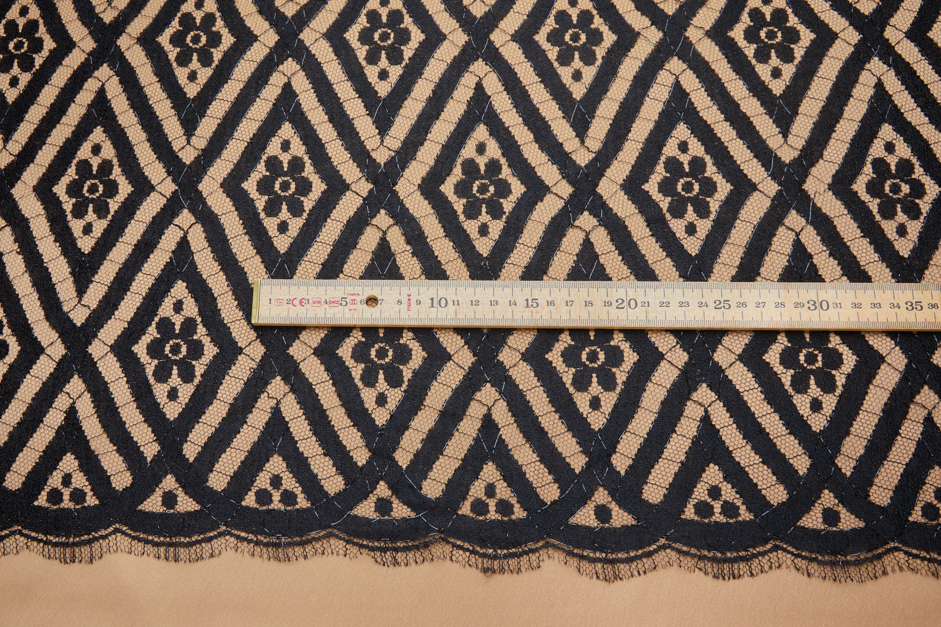 Diamond Pattern with Flowers and Lurex Detail in Black fabric, image 6 of 9