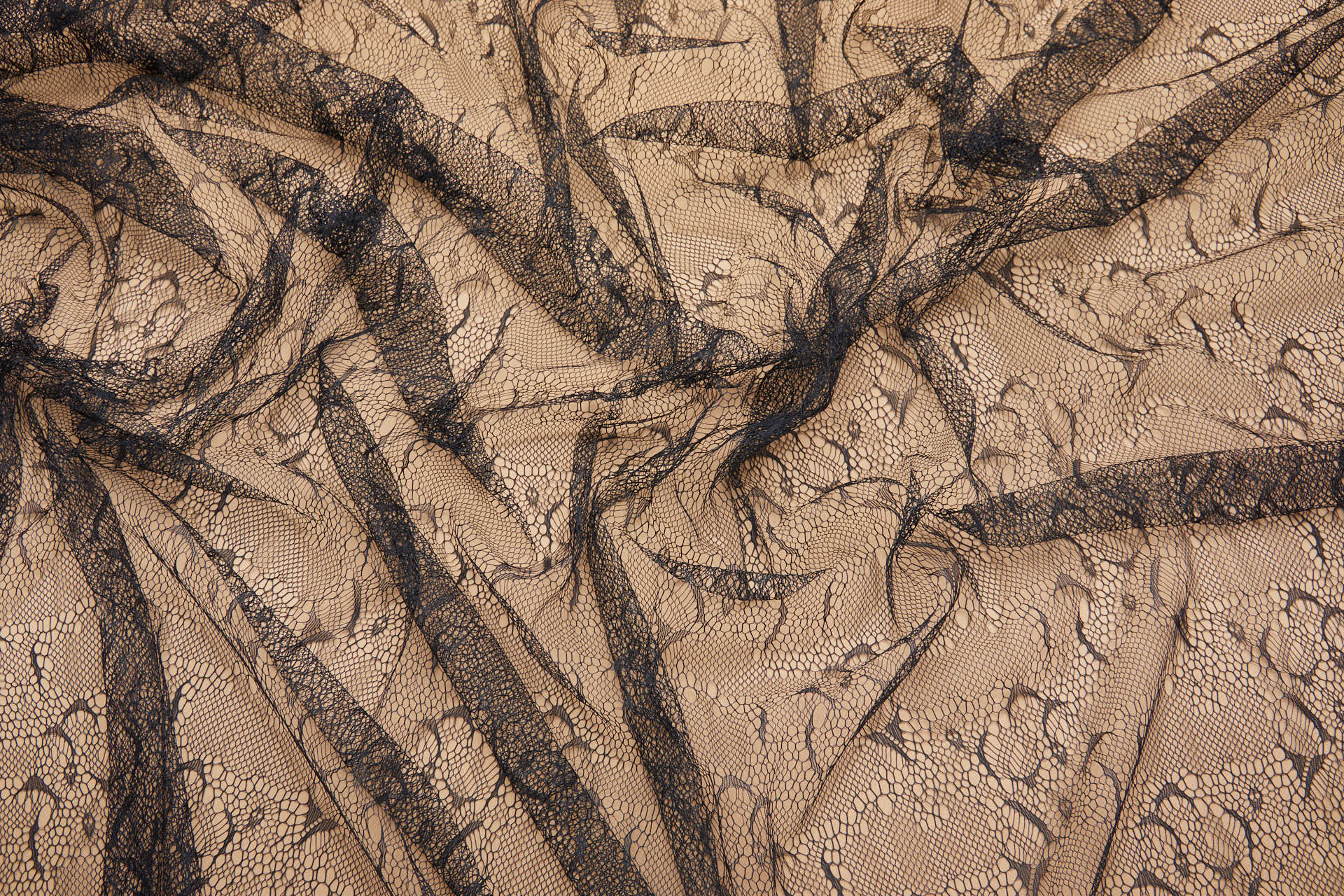 Delicate Abstract Black Raschel Lace fabric, image 3 of 5