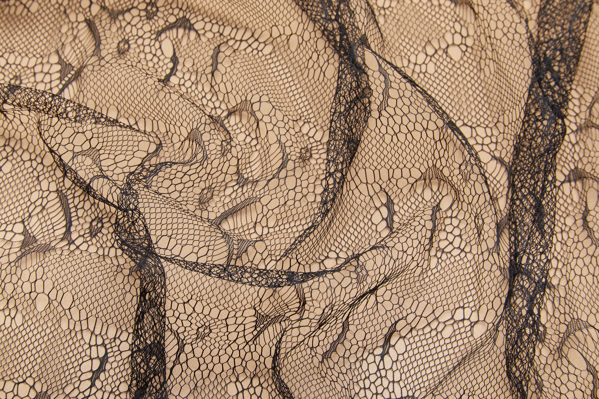 Delicate Abstract Black Raschel Lace fabric, image 4 of 5