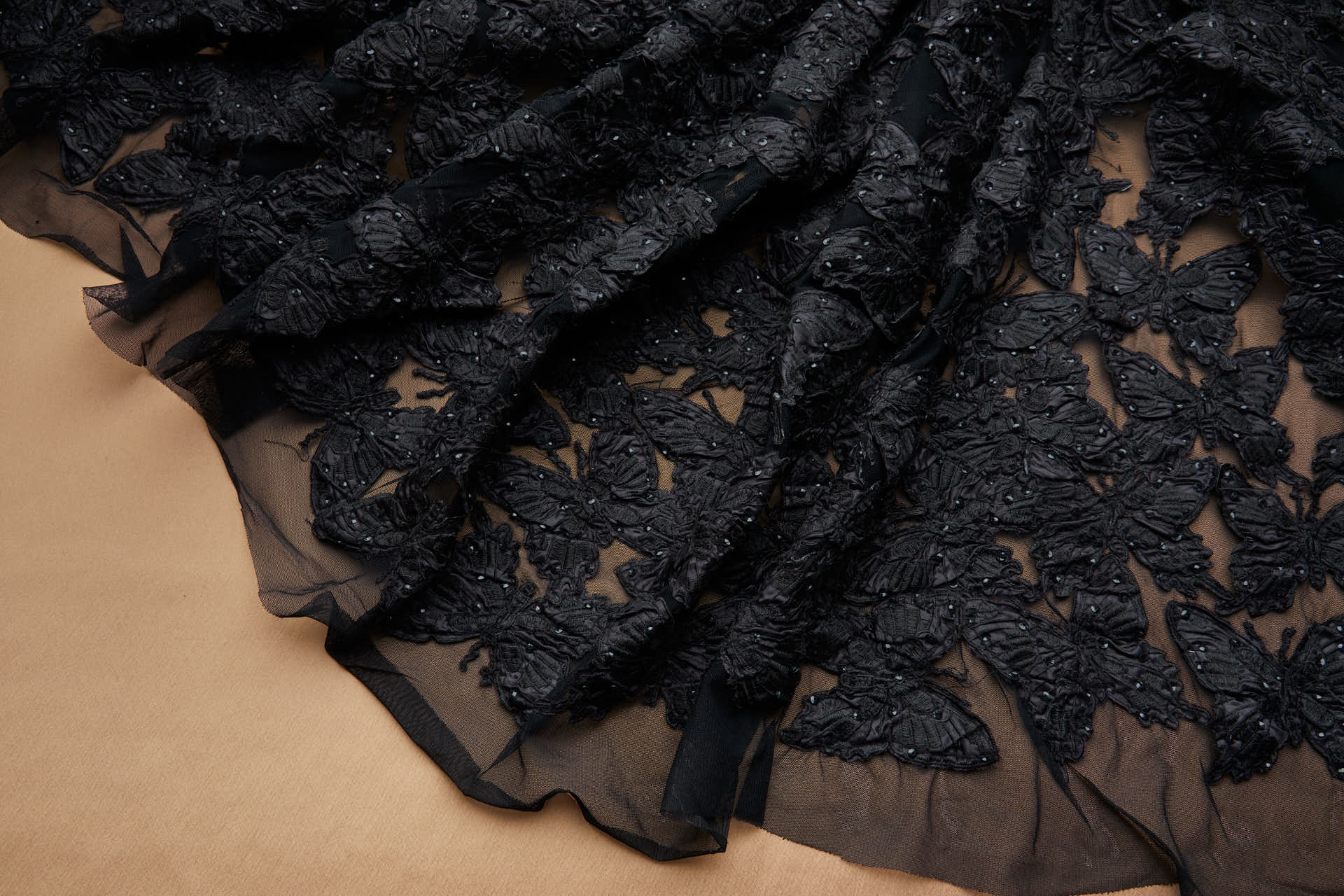 Black Butterfly Applique on Tulle fabric, image 3 of 7