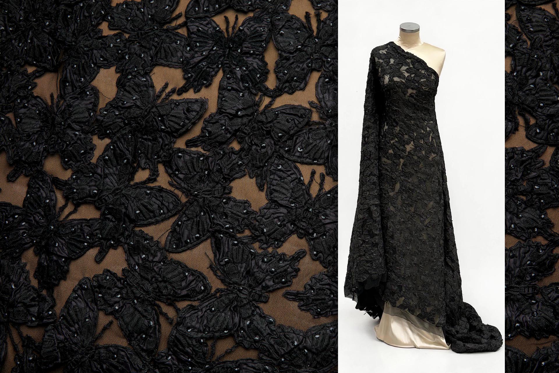 Black Butterfly Applique on Tulle fabric