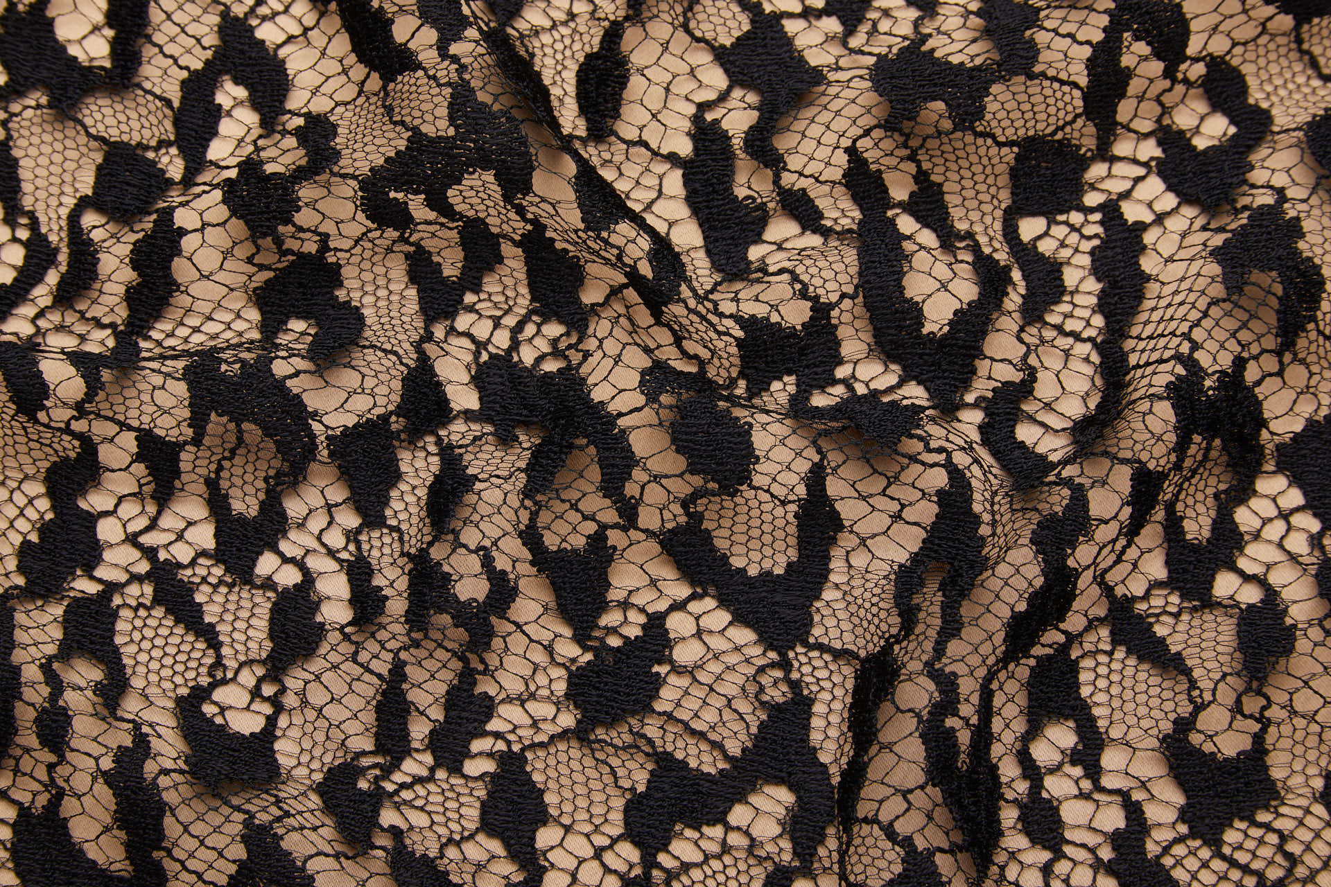 Ocelot Animal Inspired Pattern Lace in Black fabric, image 3 of 9