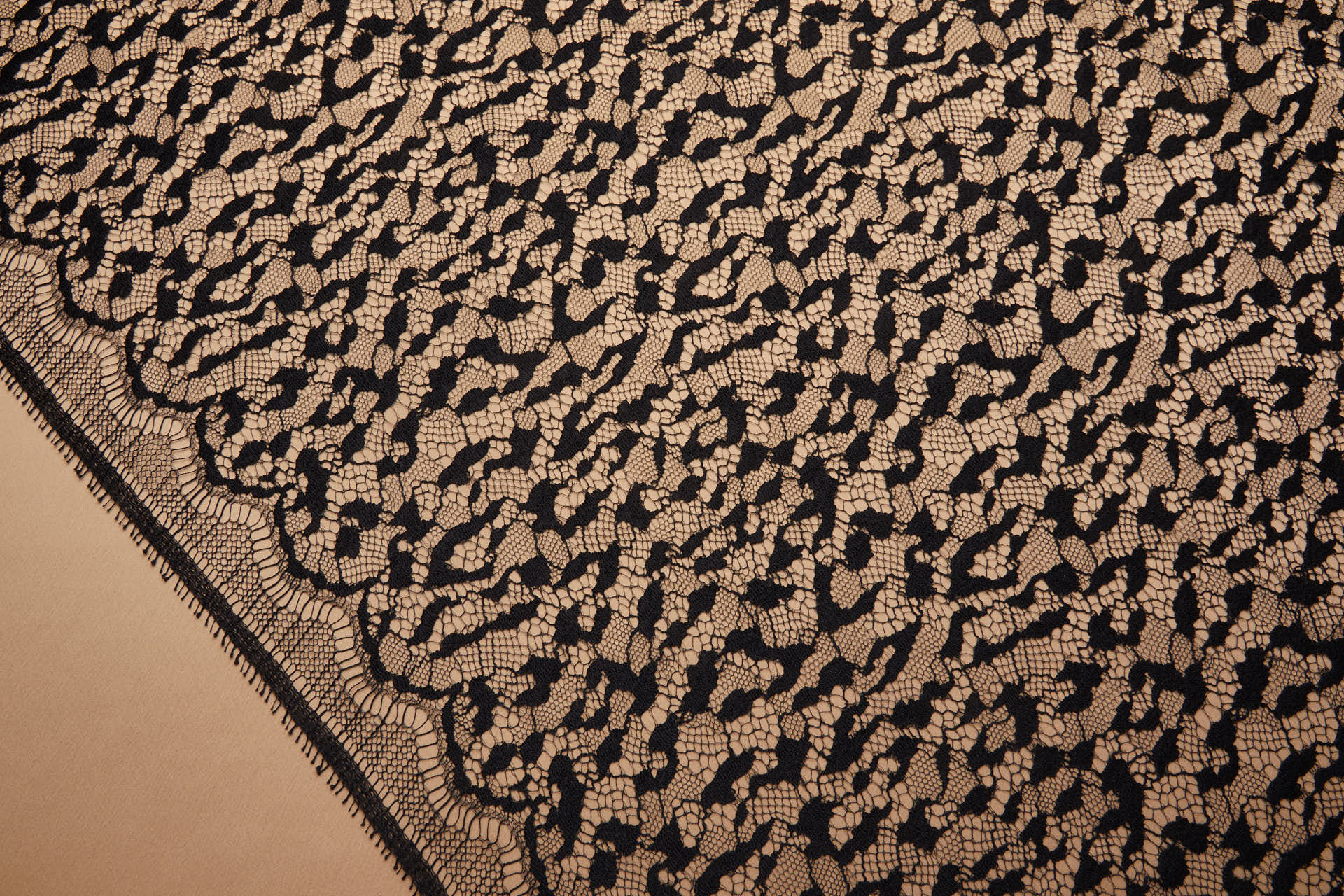 Ocelot Animal Inspired Pattern Lace in Black fabric, image 7 of 9