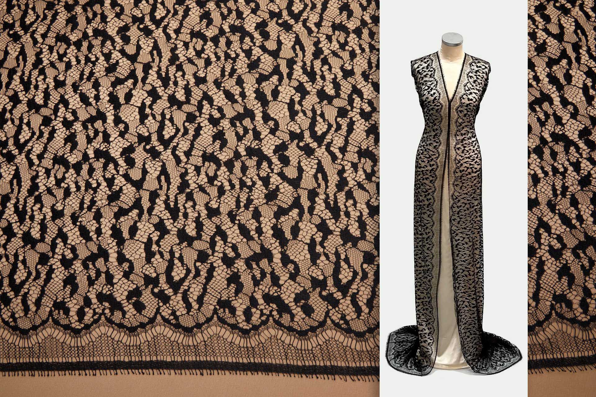 Ocelot Animal Inspired Pattern Lace in Black fabric