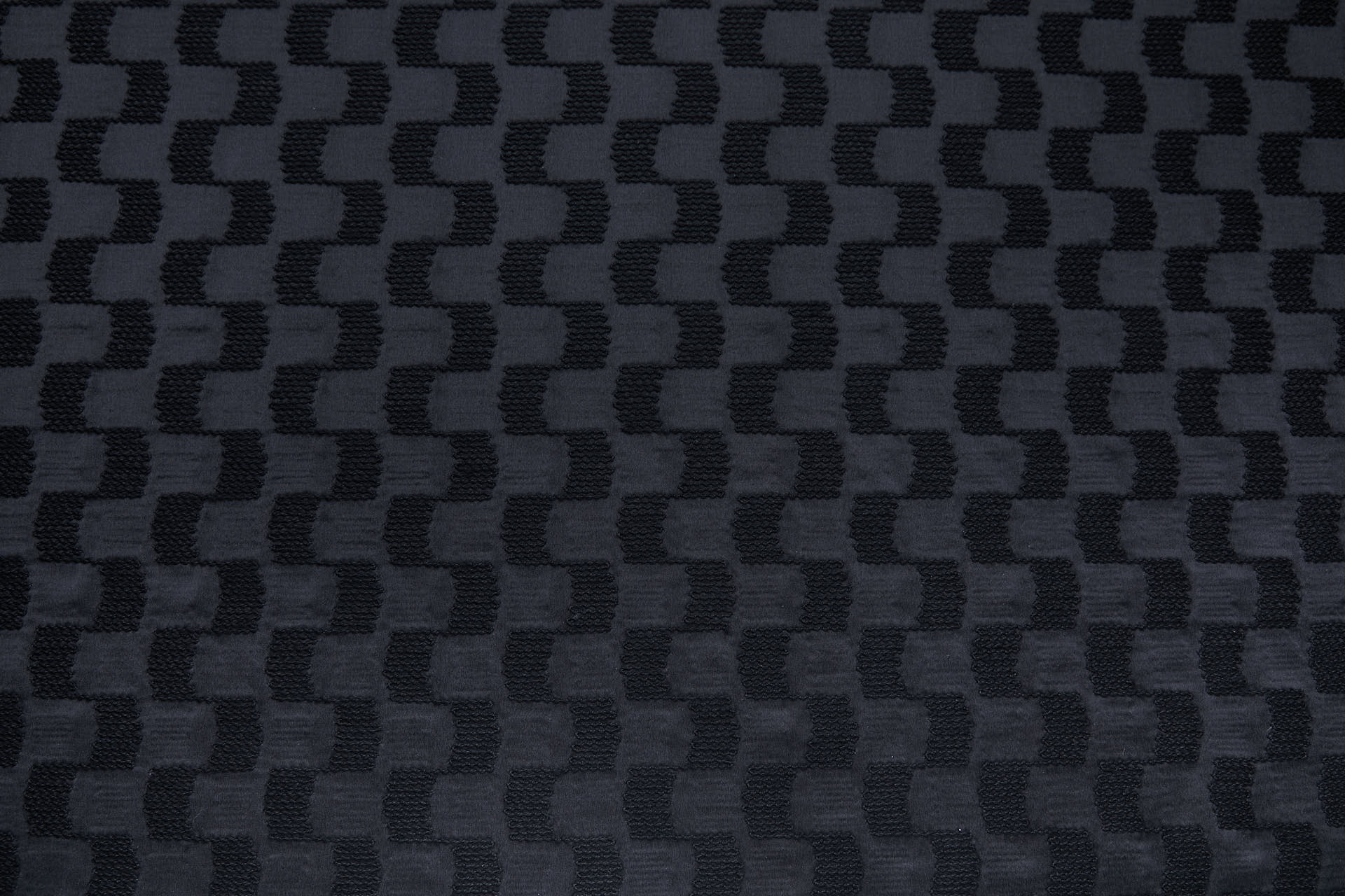Black Geometric Embroidery on Sandwashed Black Silk Satin fabric, image 6 of 8