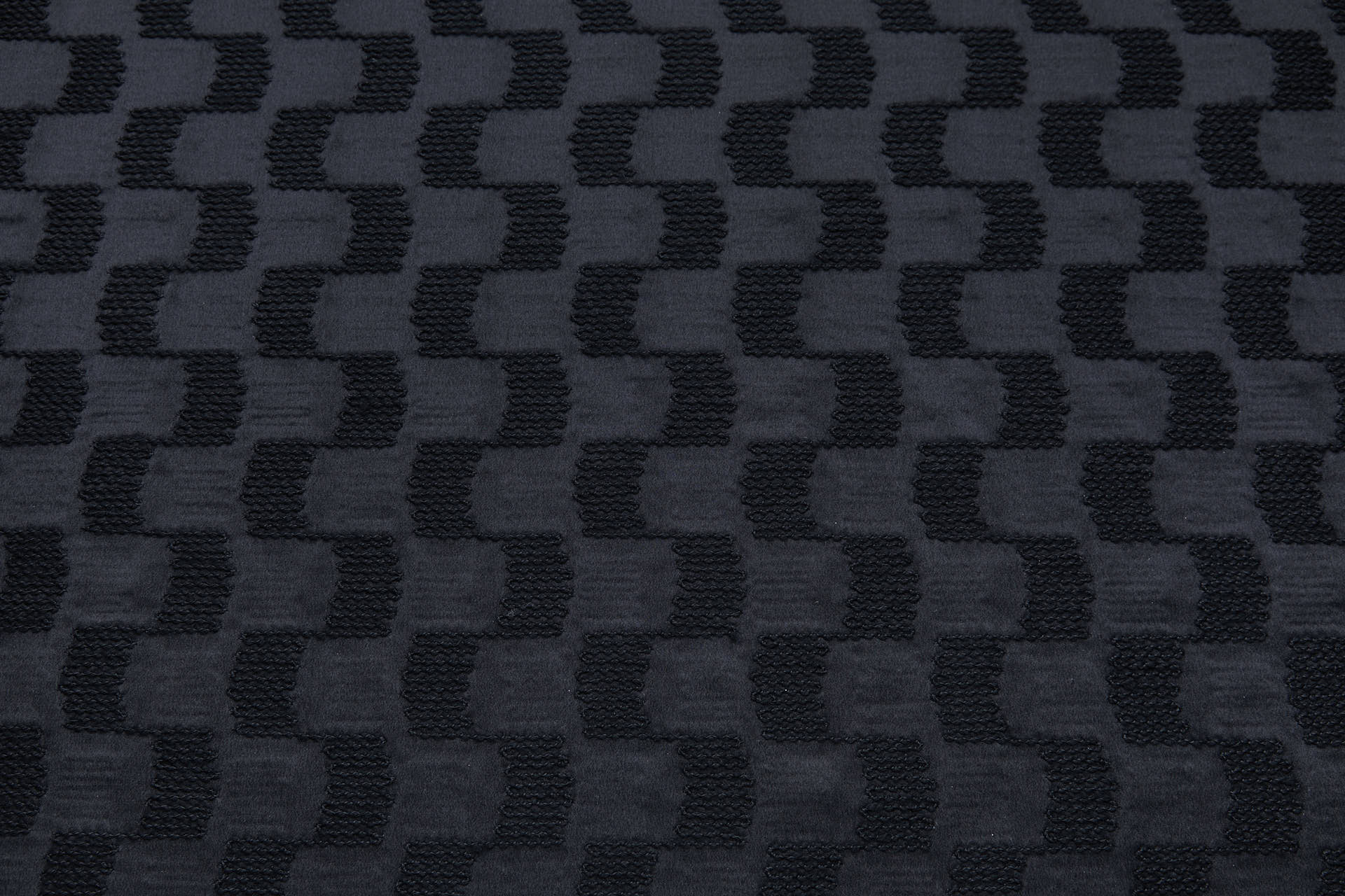 Black Geometric Embroidery on Sandwashed Black Silk Satin fabric, image 7 of 8