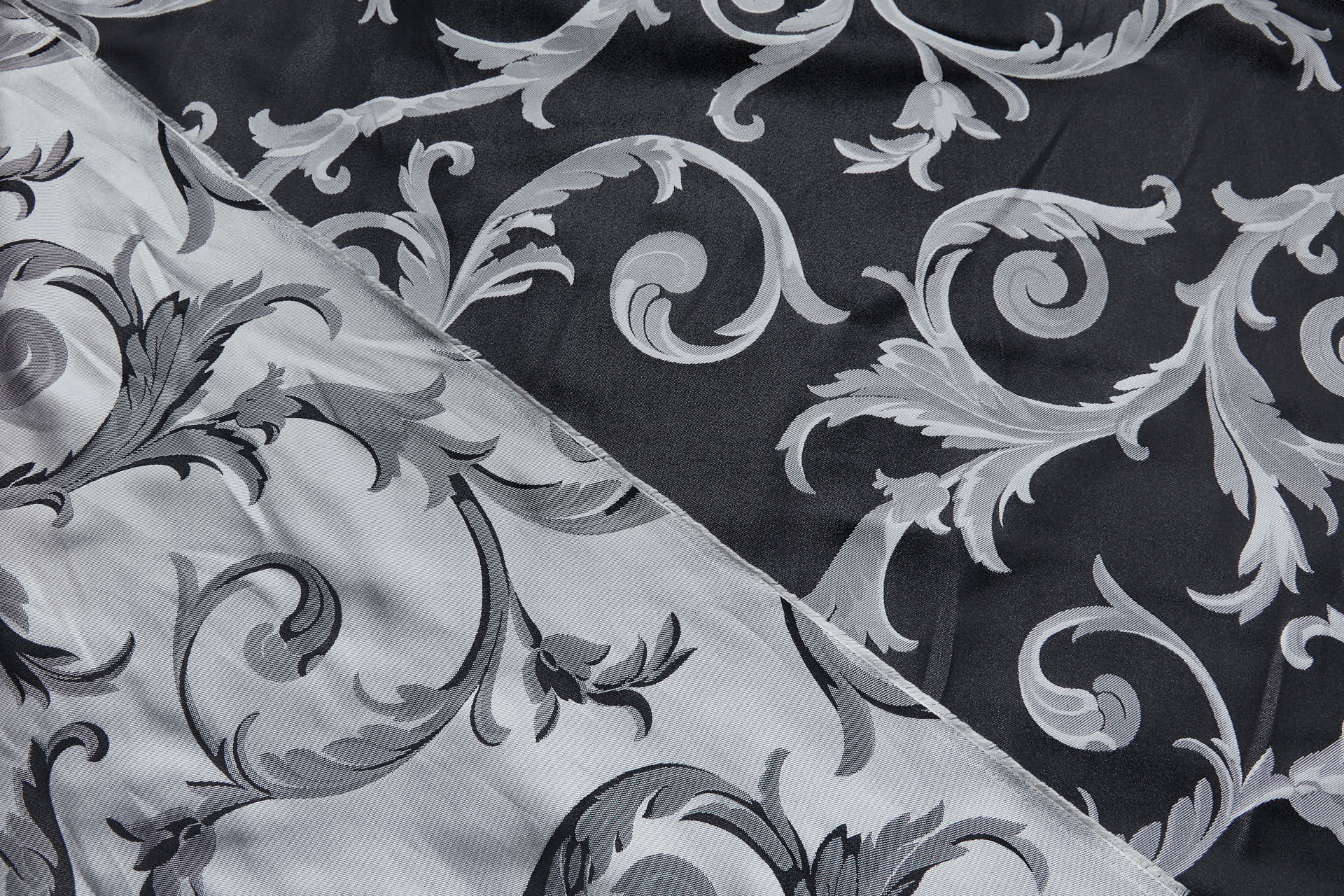 Large Scroll Reversible Pattern Silk Jacquard in Black and White fabric, image 9 of 14