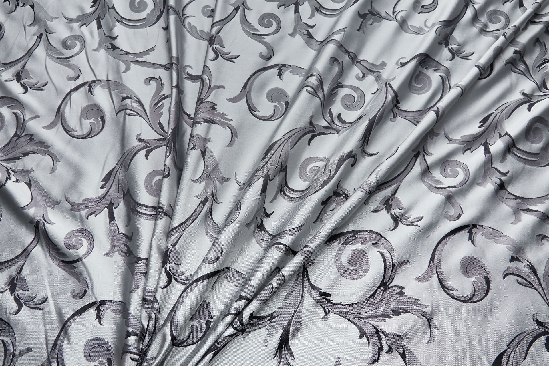 Large Scroll Reversible Pattern Silk Jacquard in Black and White fabric, image 4 of 14