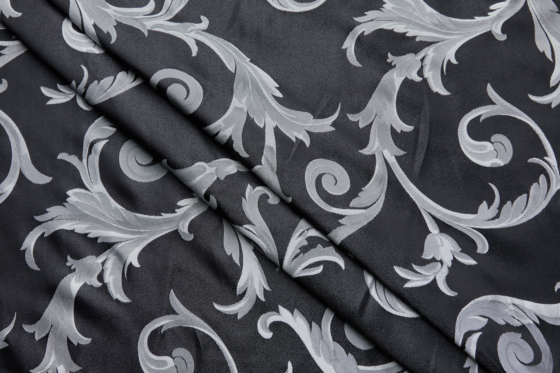 Large Scroll Reversible Pattern Silk Jacquard in Black and White fabric, image 3 of 14