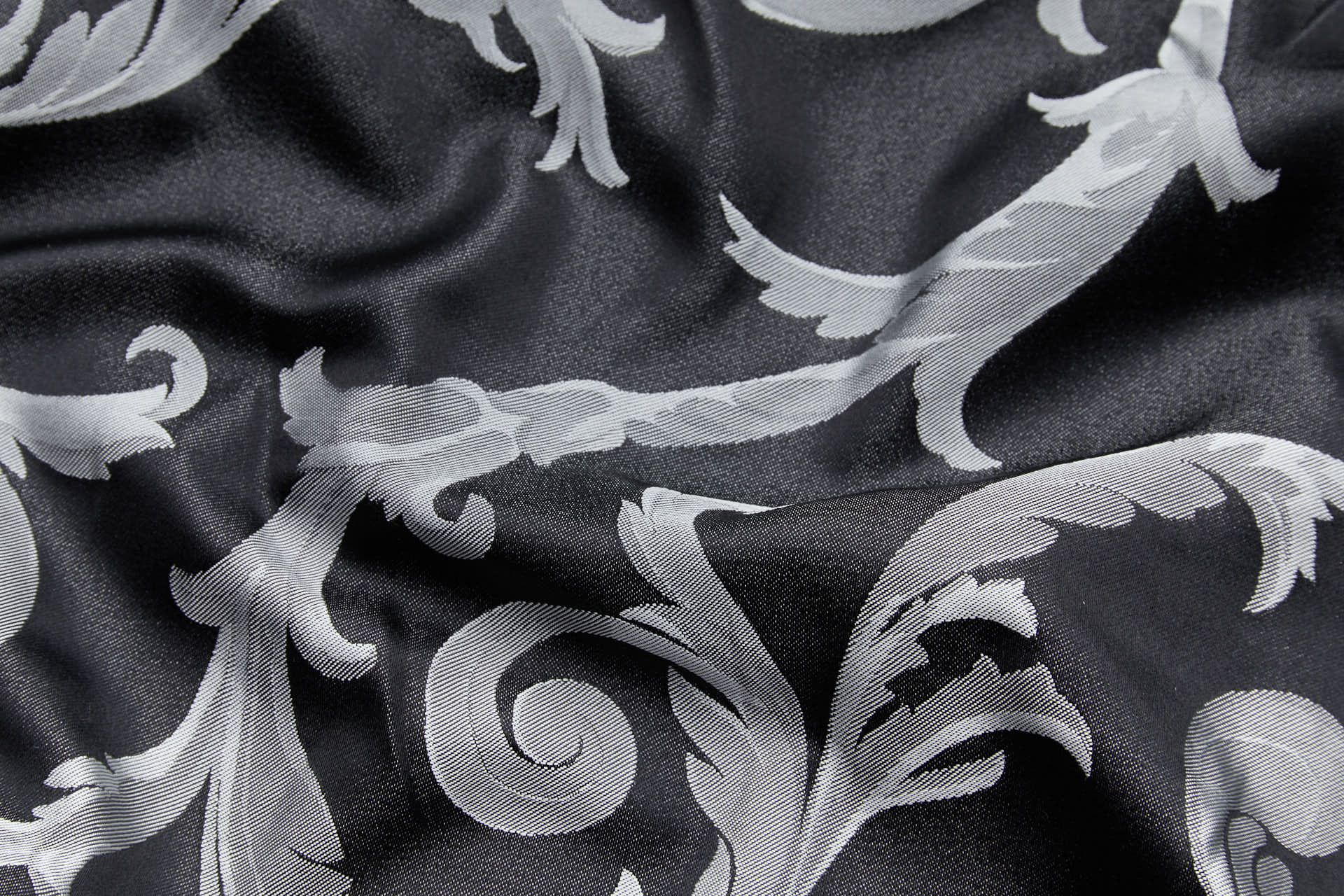 Large Scroll Reversible Pattern Silk Jacquard in Black and White fabric, image 14 of 14