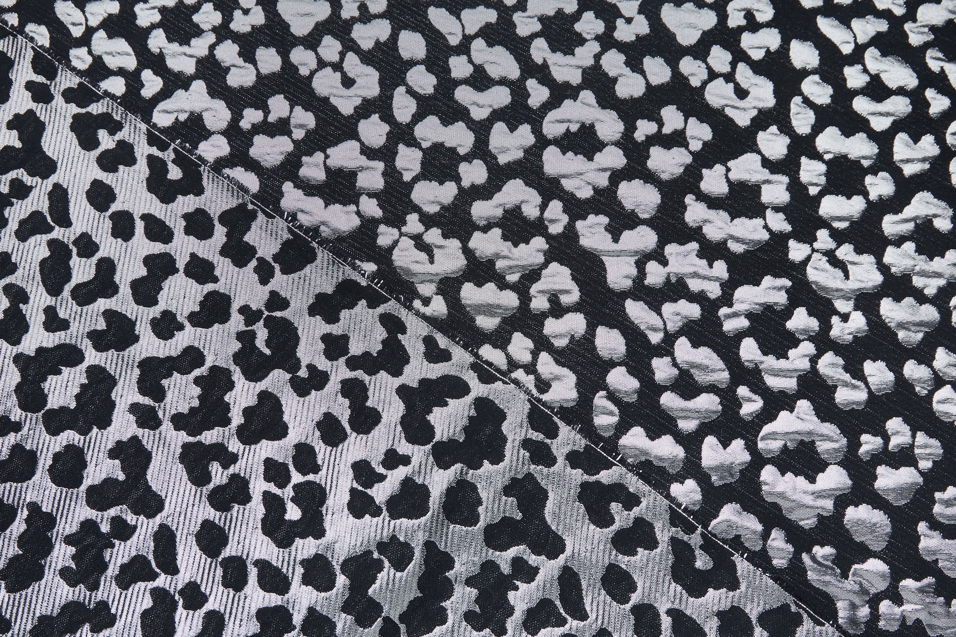 Leopard Pattern Jacquard - Black / Silver fabric, image 3 of 11