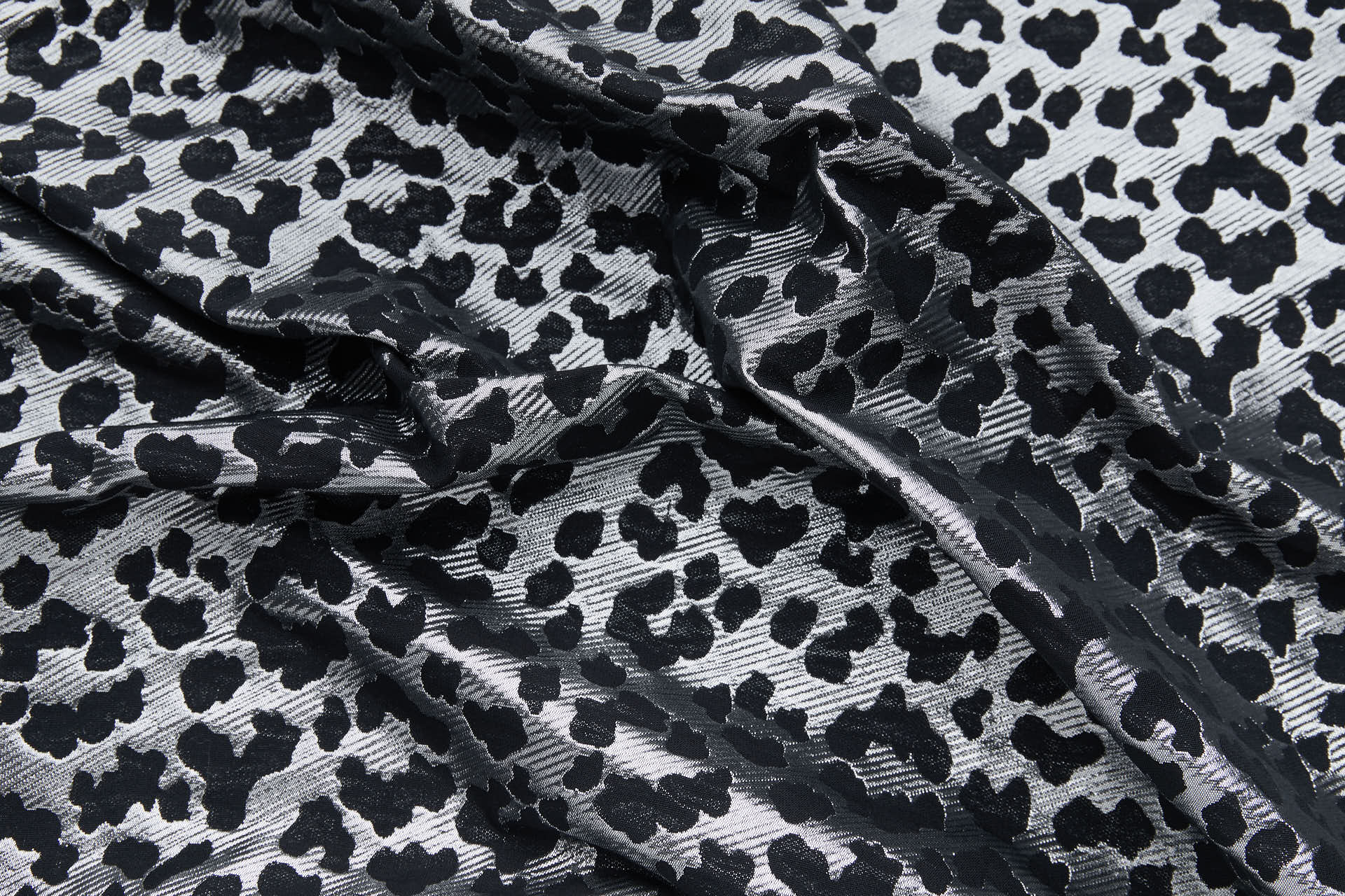 Leopard Pattern Jacquard - Black / Silver fabric, image 4 of 11