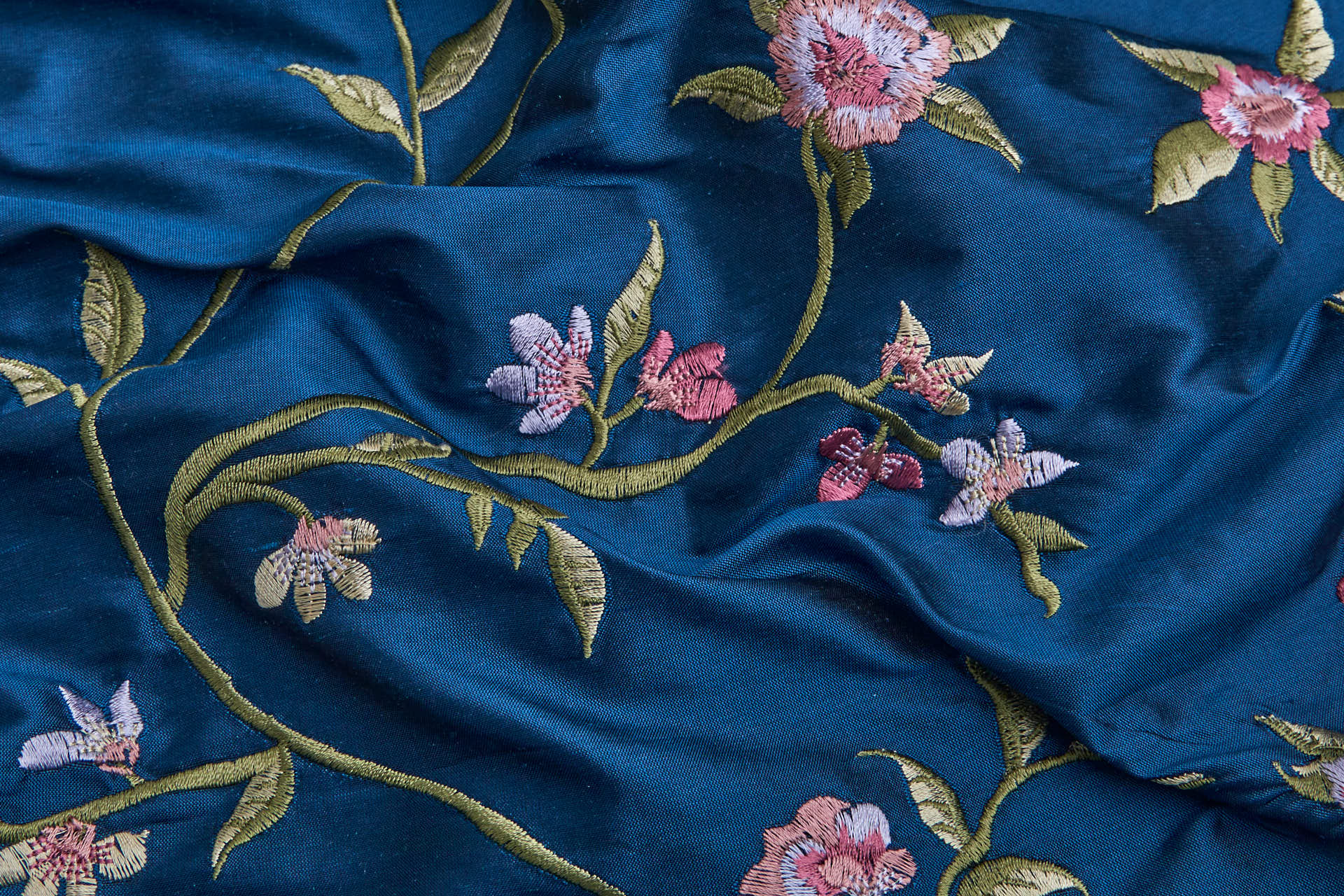 Bird Embroidery - Dark Blue fabric, image 4 of 11