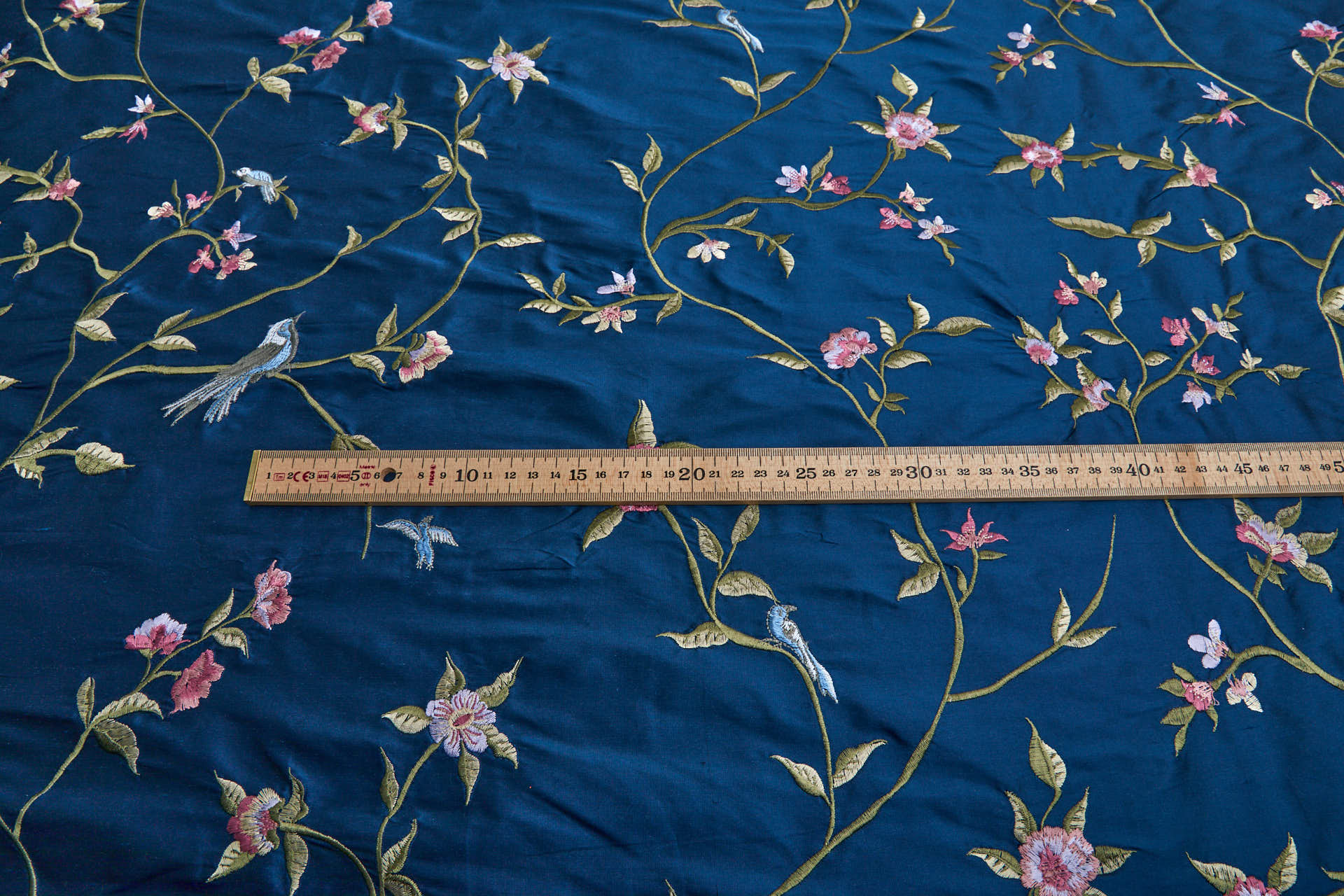Bird Embroidery - Dark Blue fabric, image 8 of 11