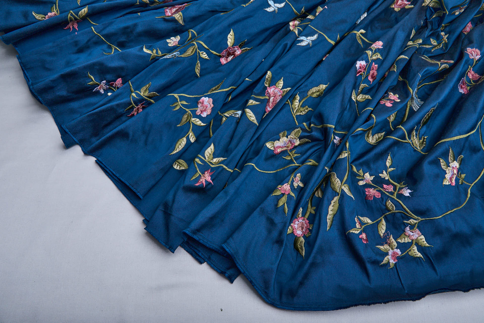 Bird Embroidery - Dark Blue fabric, image 11 of 11