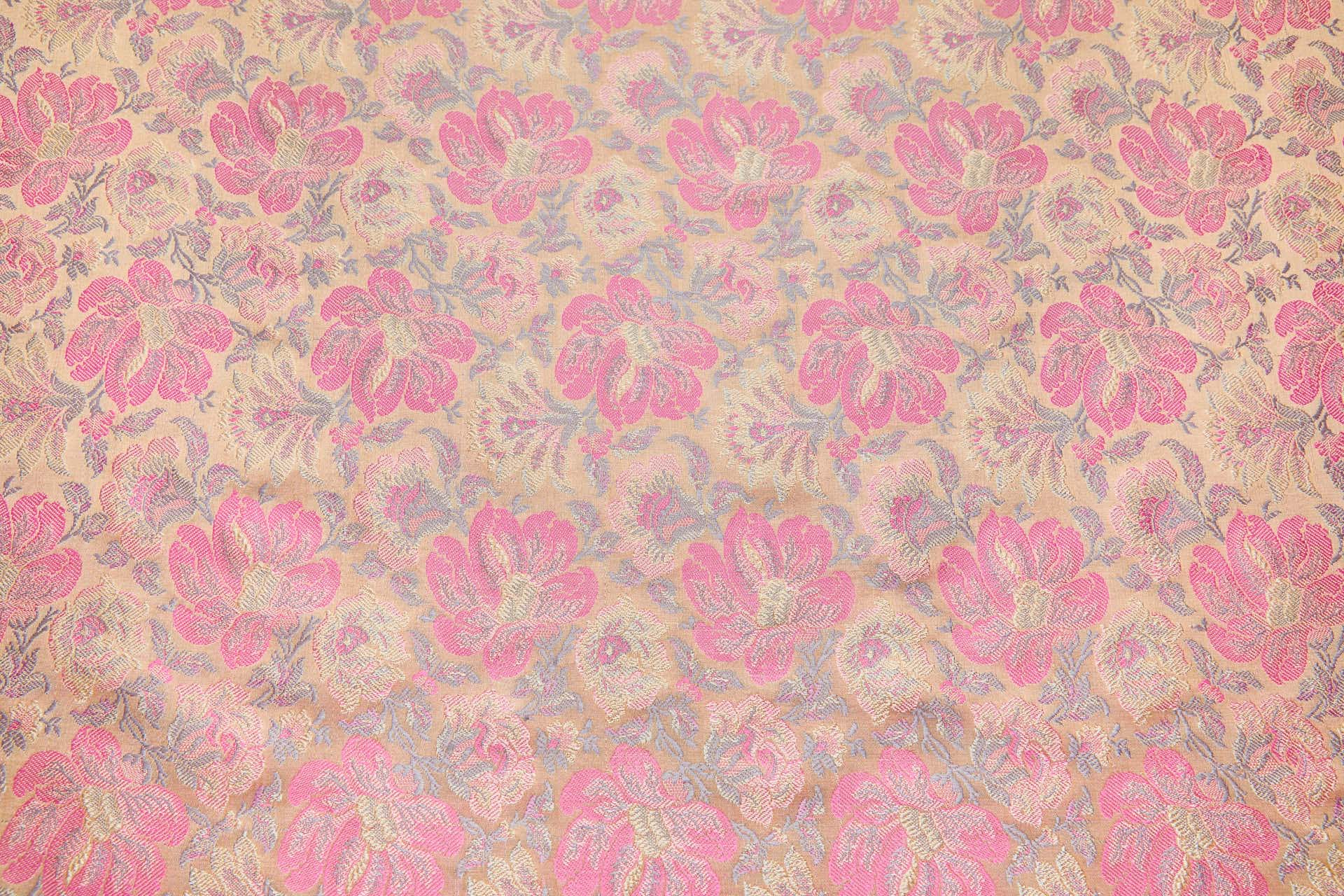 Soft Banaras Brocade - Peach, Pinks and Sand fabric, image 9 of 9