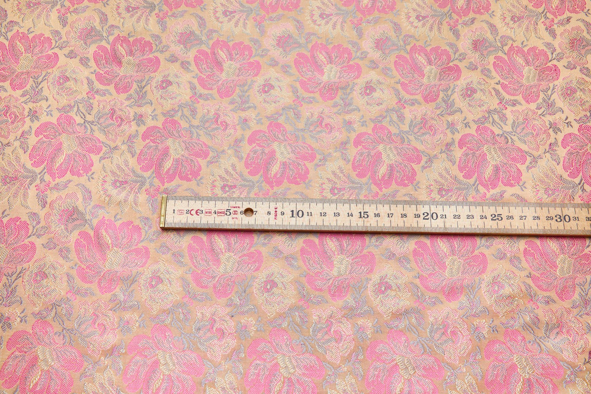 Soft Banaras Brocade - Peach, Pinks and Sand fabric, image 8 of 9
