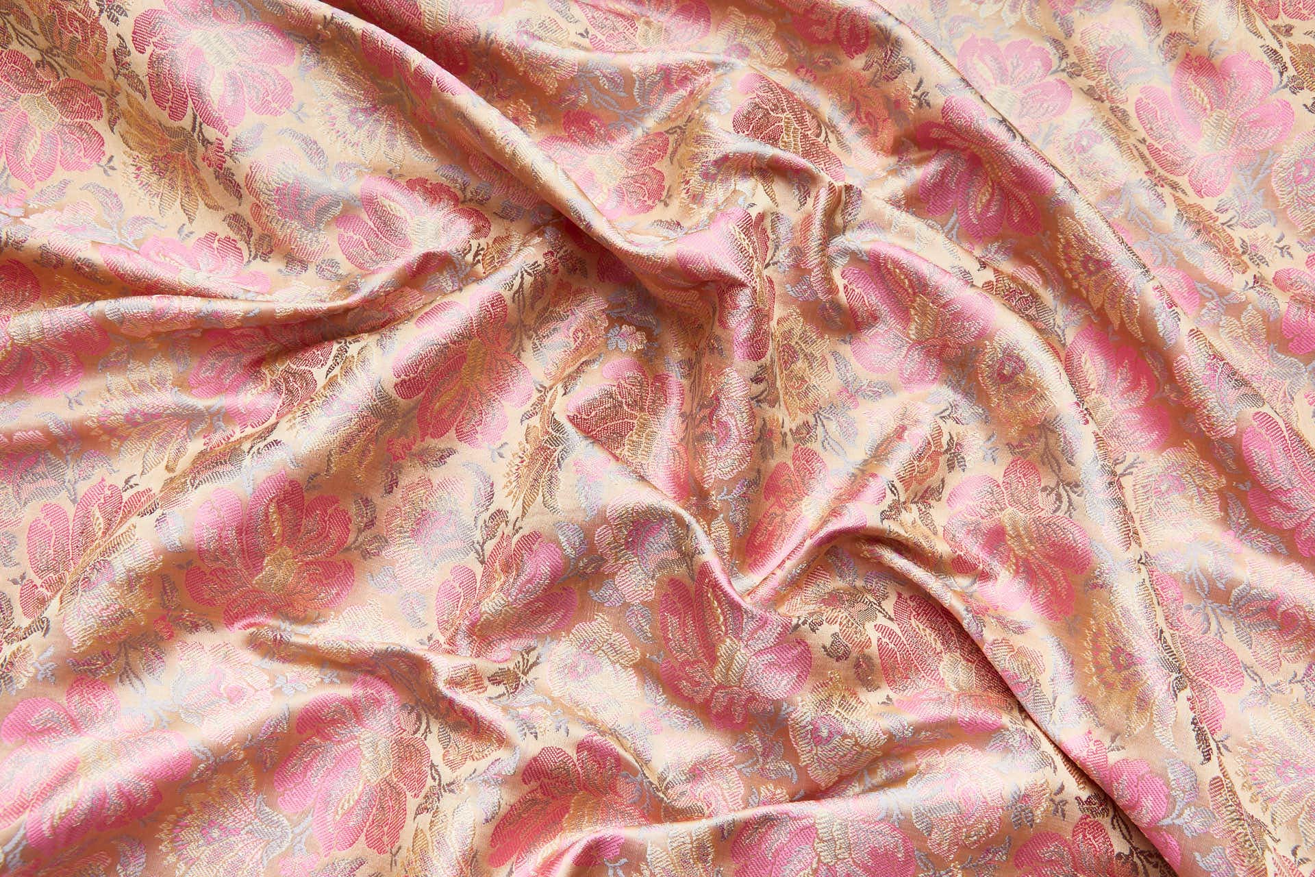 Soft Banaras Brocade - Peach, Pinks and Sand fabric, image 6 of 9