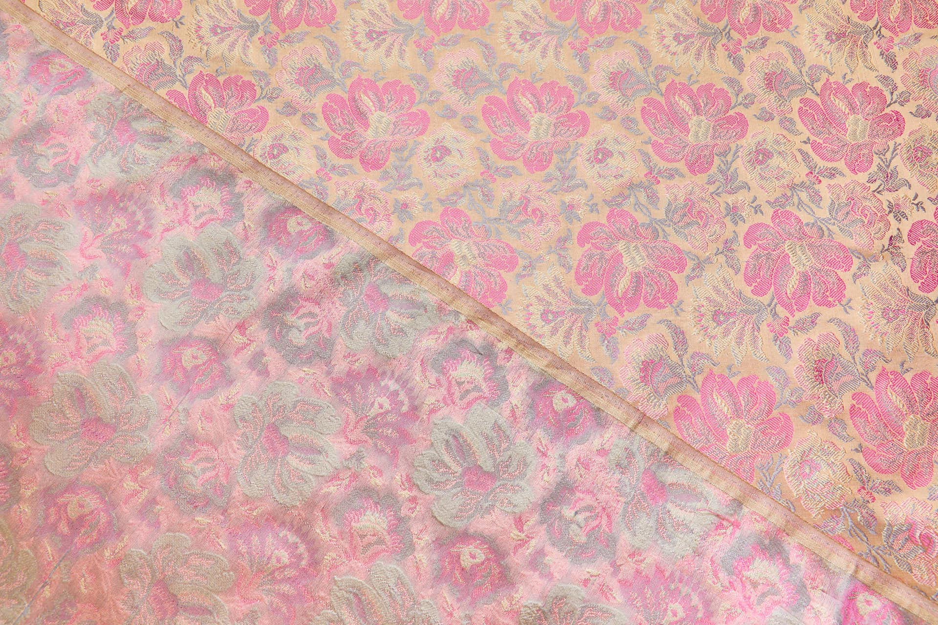 Soft Banaras Brocade - Peach, Pinks and Sand fabric, image 4 of 9