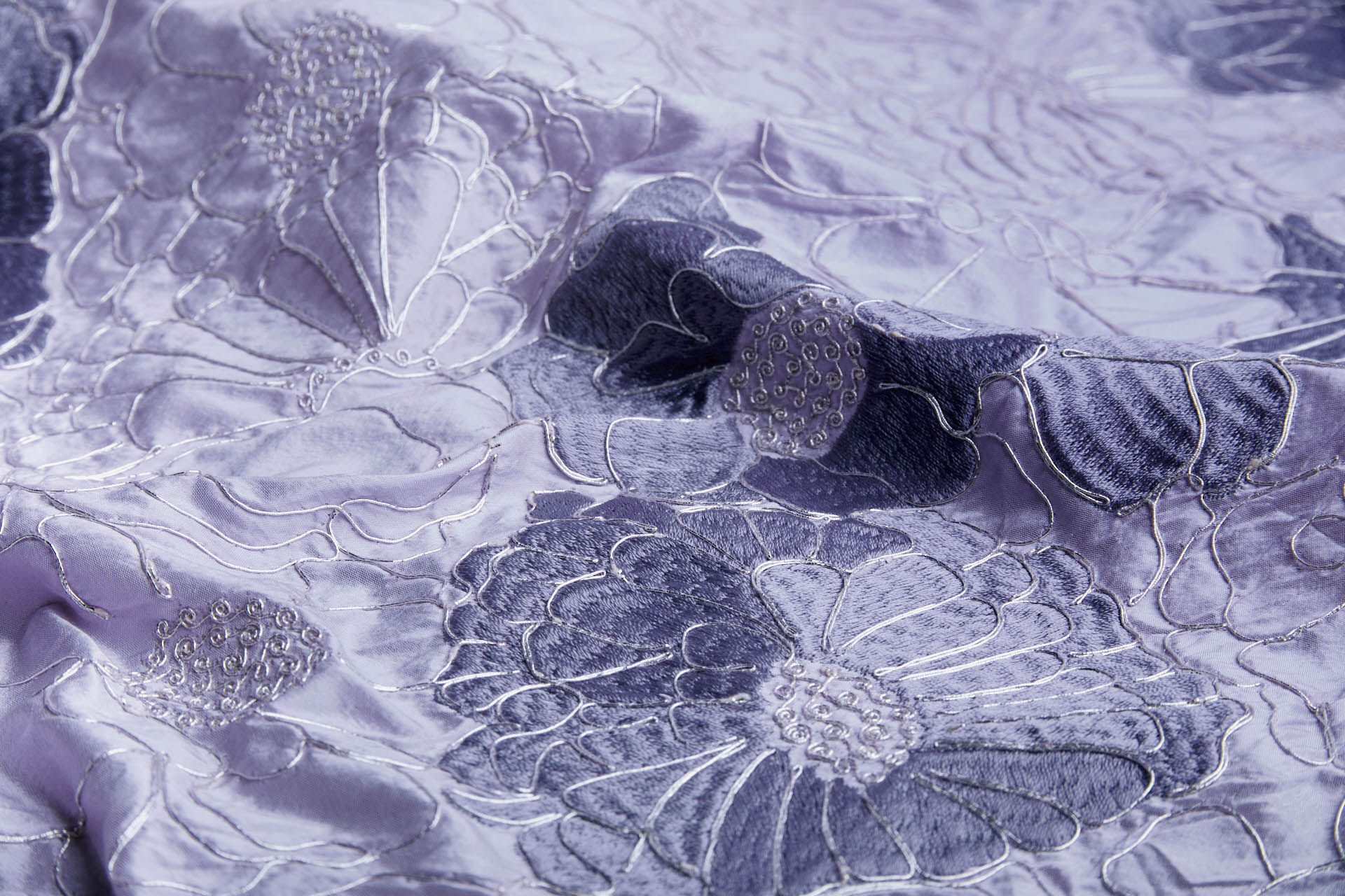 Corded Flower Embroidery - Lilac fabric, image 6 of 9