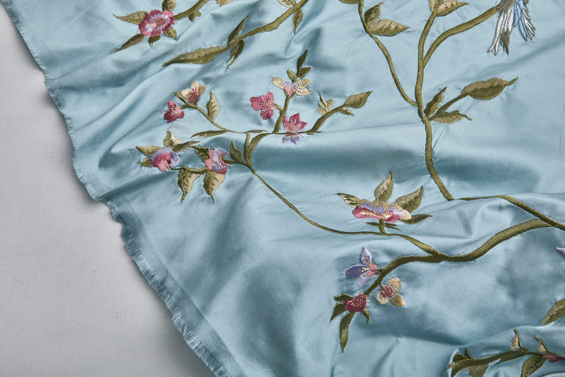 Bird Embroidery - Pale Blue fabric, image 7 of 9