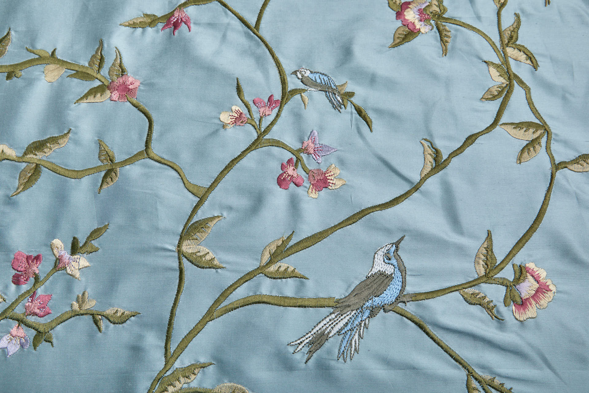 Bird Embroidery - Pale Blue fabric, image 8 of 9