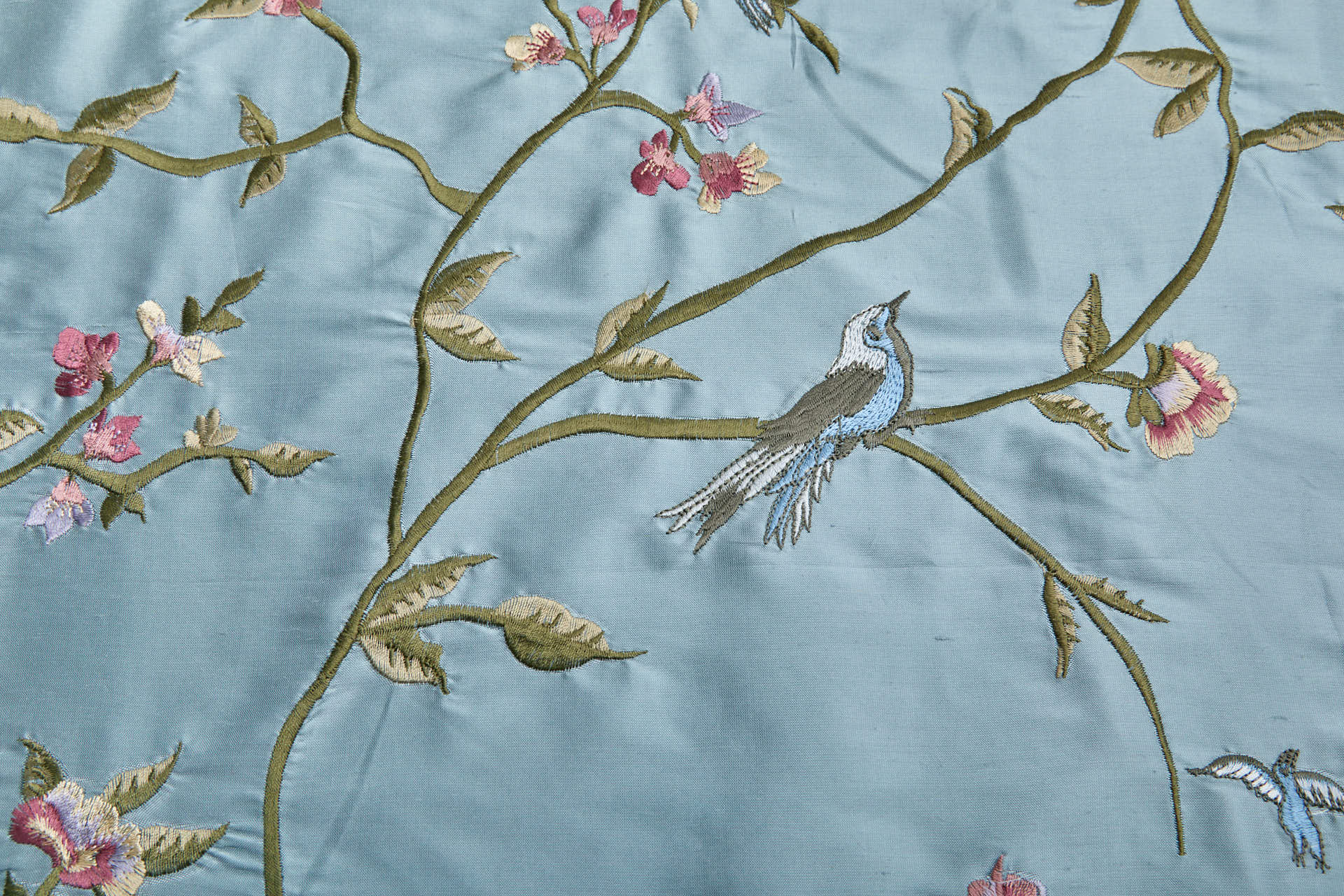 Bird Embroidery - Pale Blue fabric, image 9 of 9