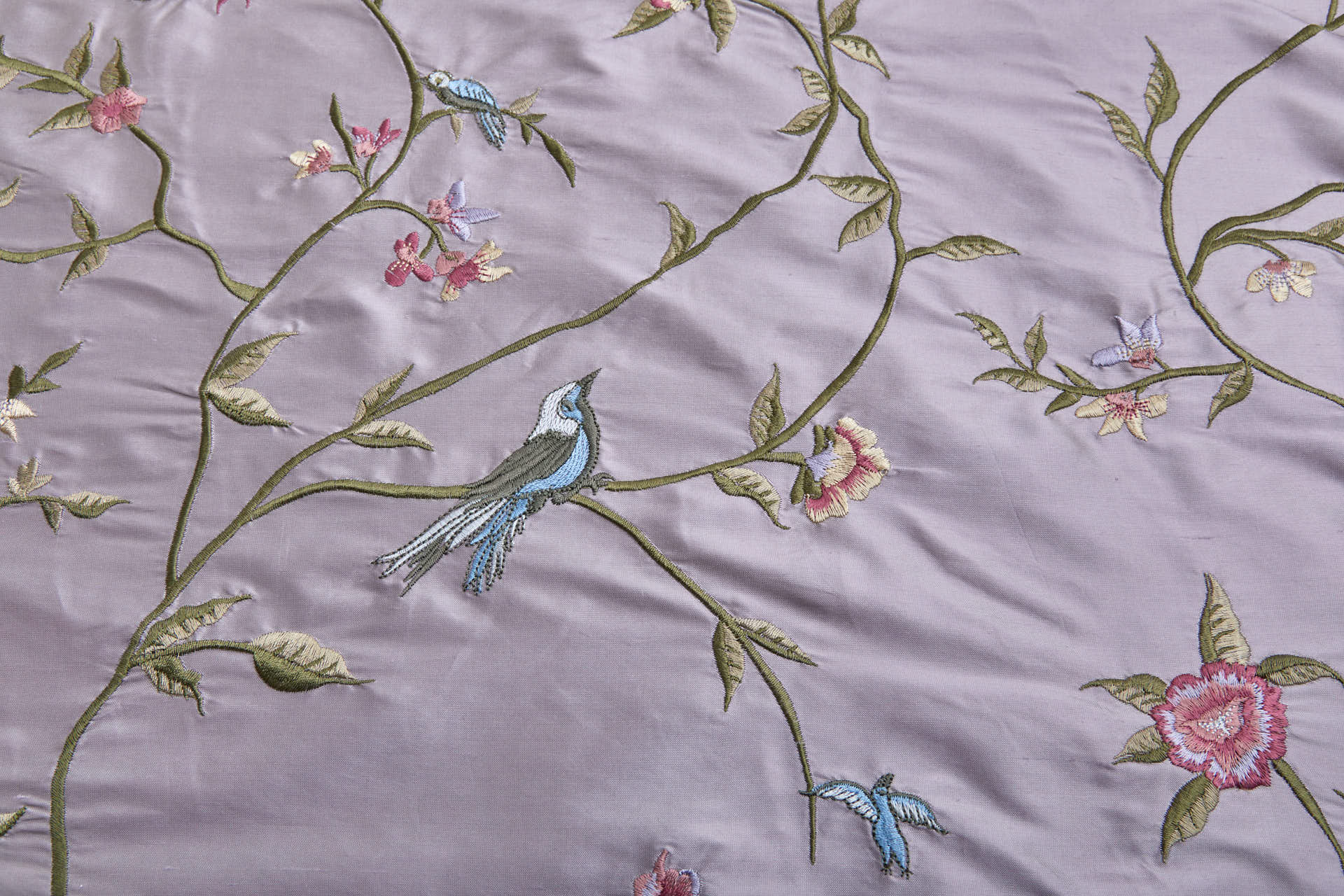 Bird Embroidery - Lilac fabric, image 2 of 10