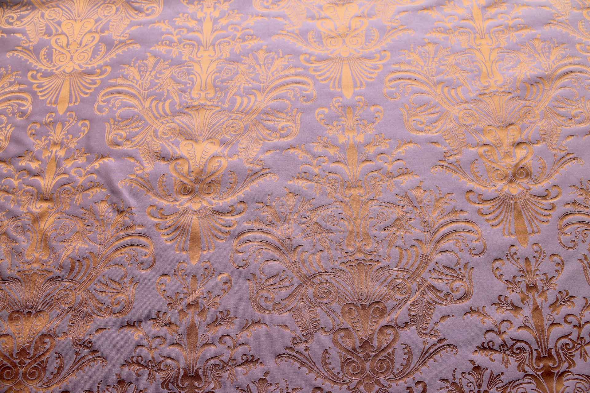 Rococo Brocade - Orange/ Lilac fabric, image 2 of 8