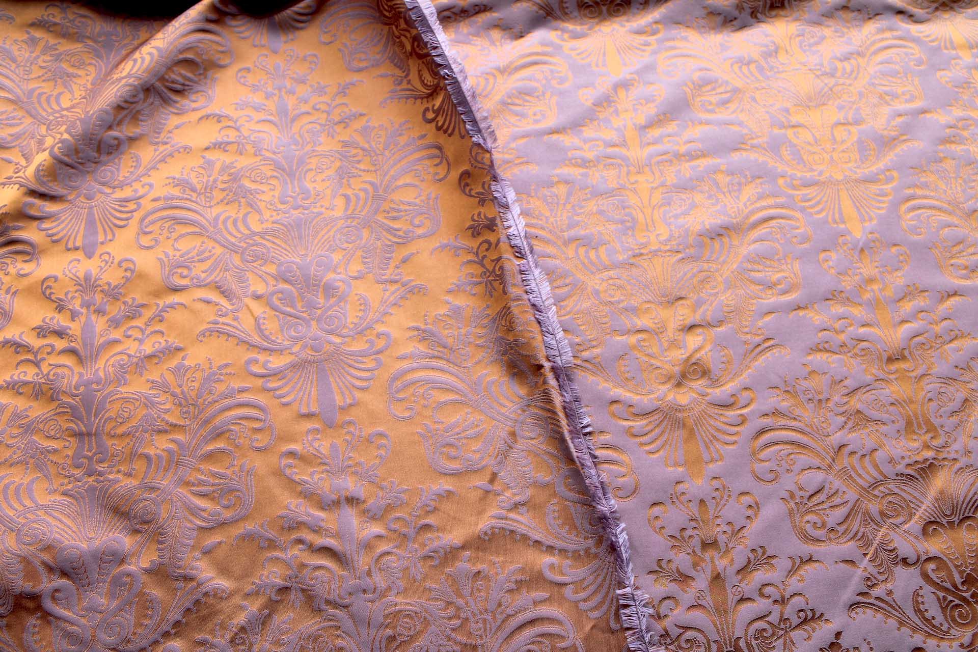 Rococo Brocade - Orange/ Lilac - 0.65m Piece fabric, image 3 of 8