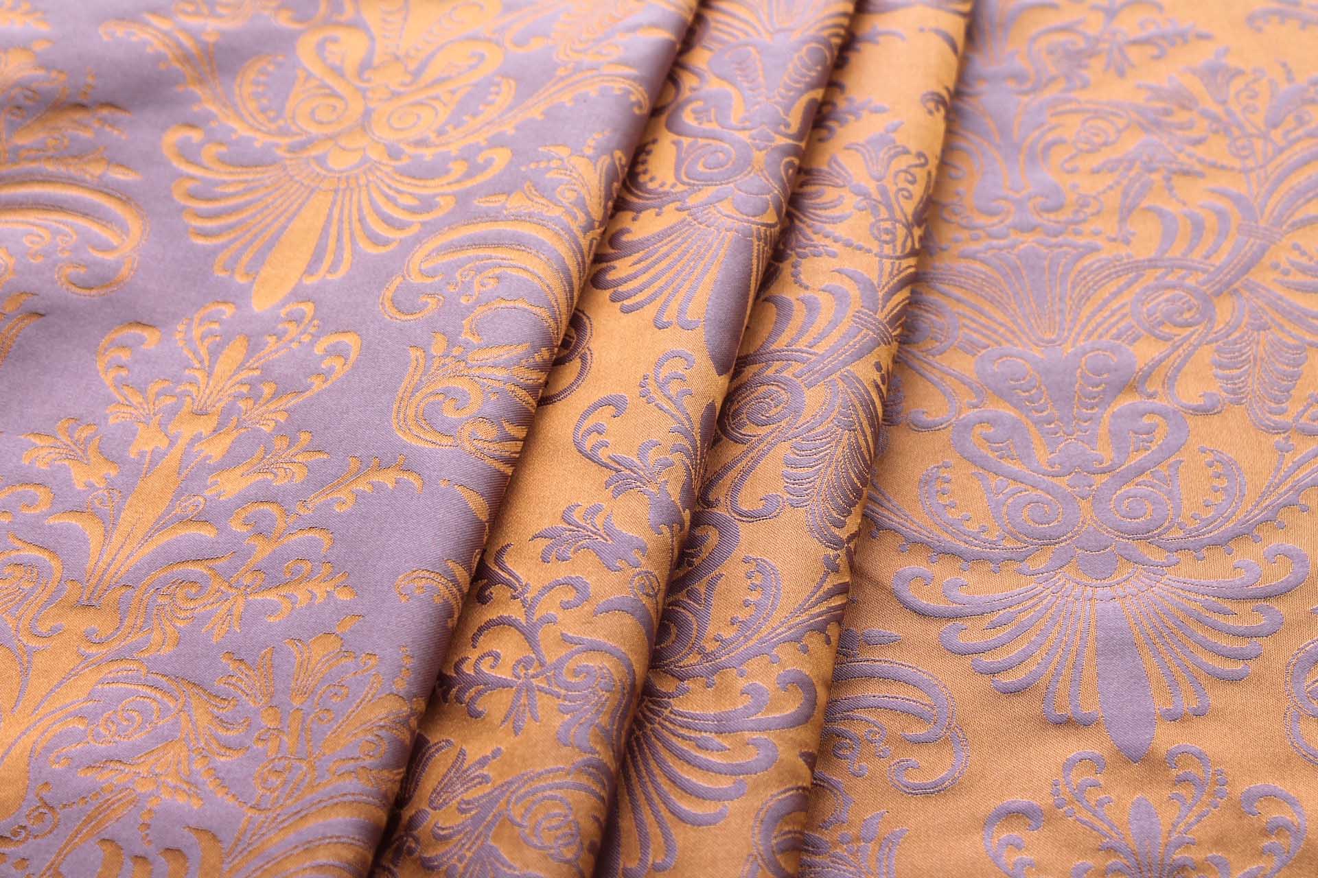 Rococo Brocade - Orange/ Lilac fabric