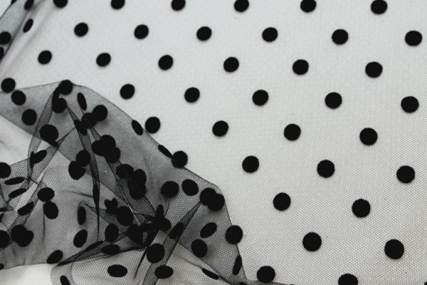 BACK IN STOCK - Polka Dot / Flock Spot Tulle - Black - Medium fabric, image 4 of 4