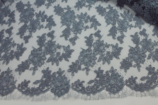 Slate Grey Corded Lace fabric