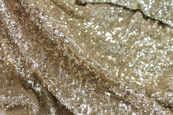 Overlapping Micro Sequin On Silk Chiffon - Gold fabric, image 4 of 4