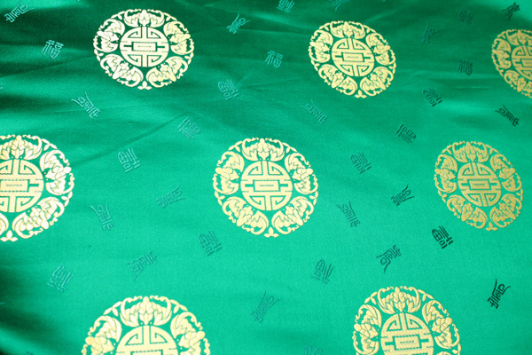 Chinese Brocade - Green With Gold Orb fabric, image 3 of 4