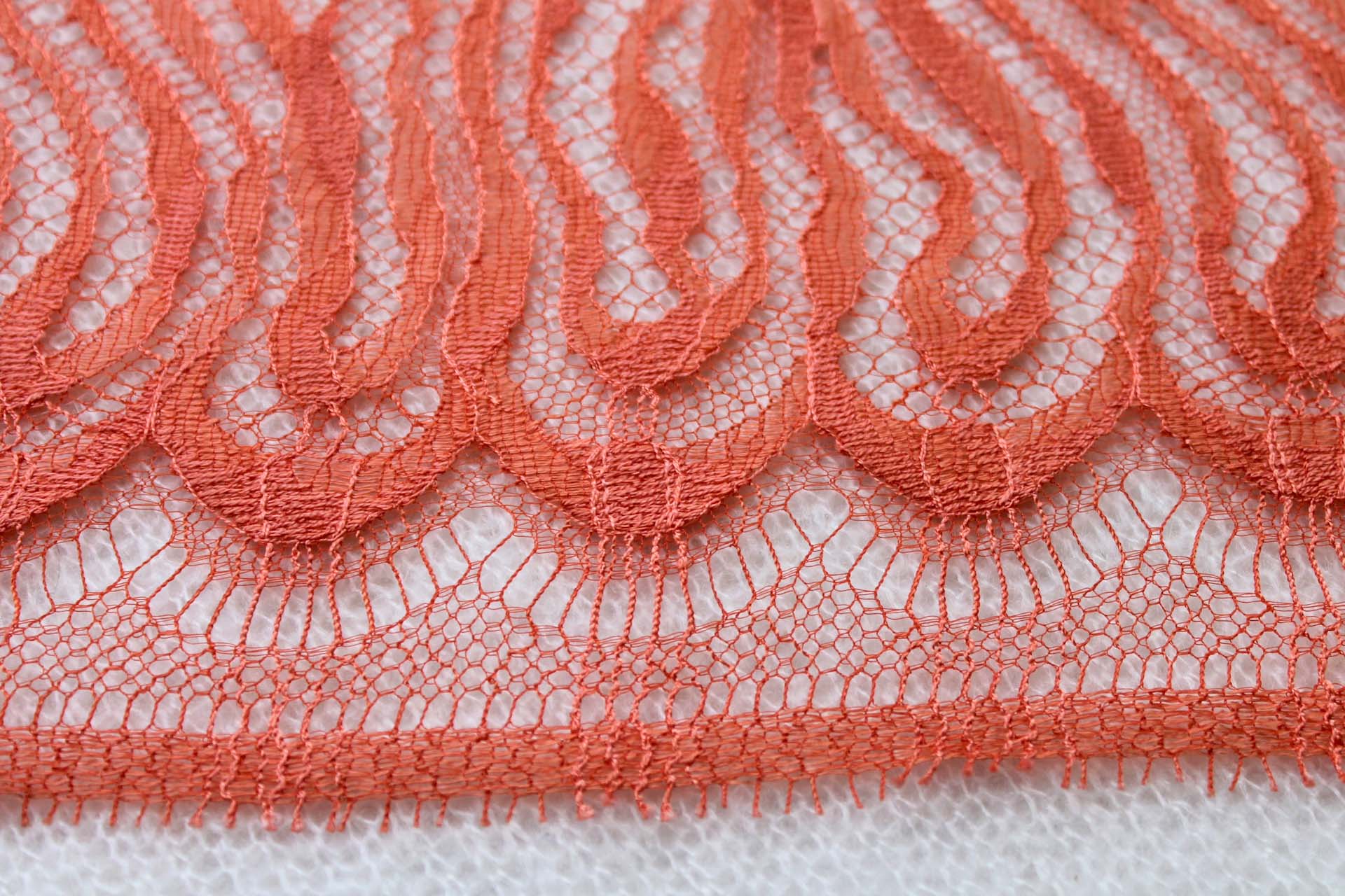 Orange French Squiggle Lace fabric, image 3 of 5