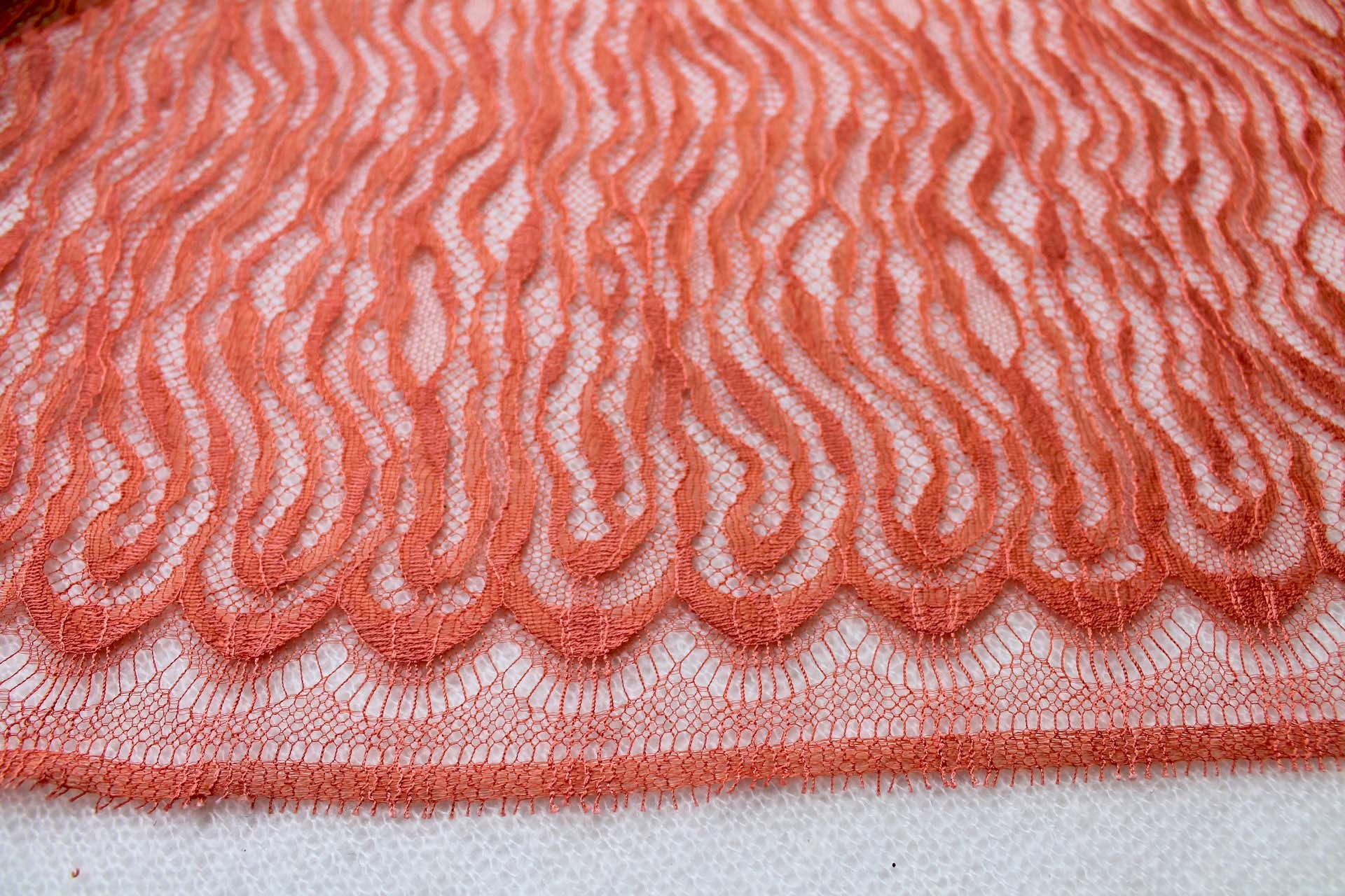 Orange French Squiggle Lace fabric, image 4 of 5