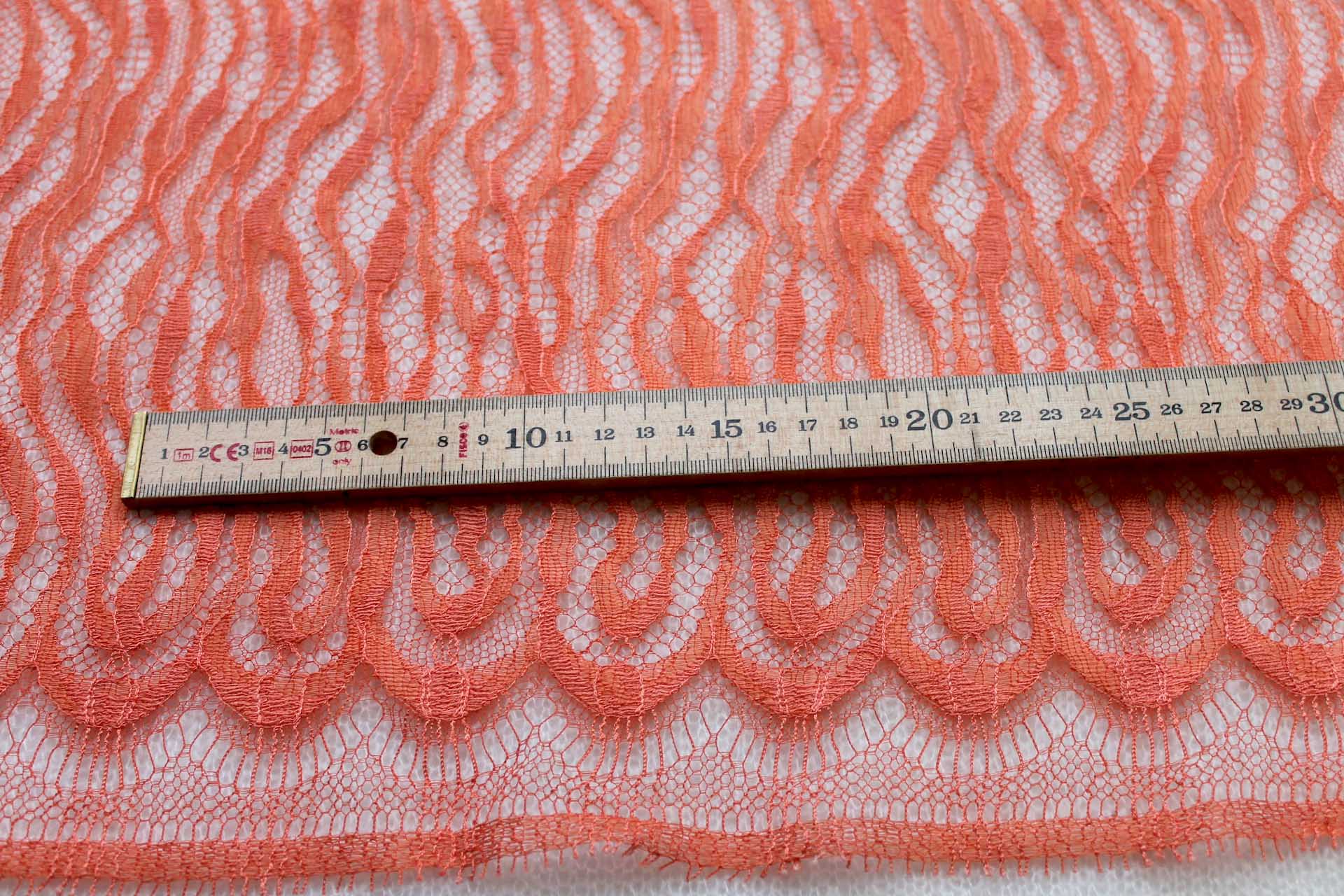 Orange French Squiggle Lace fabric, image 5 of 5